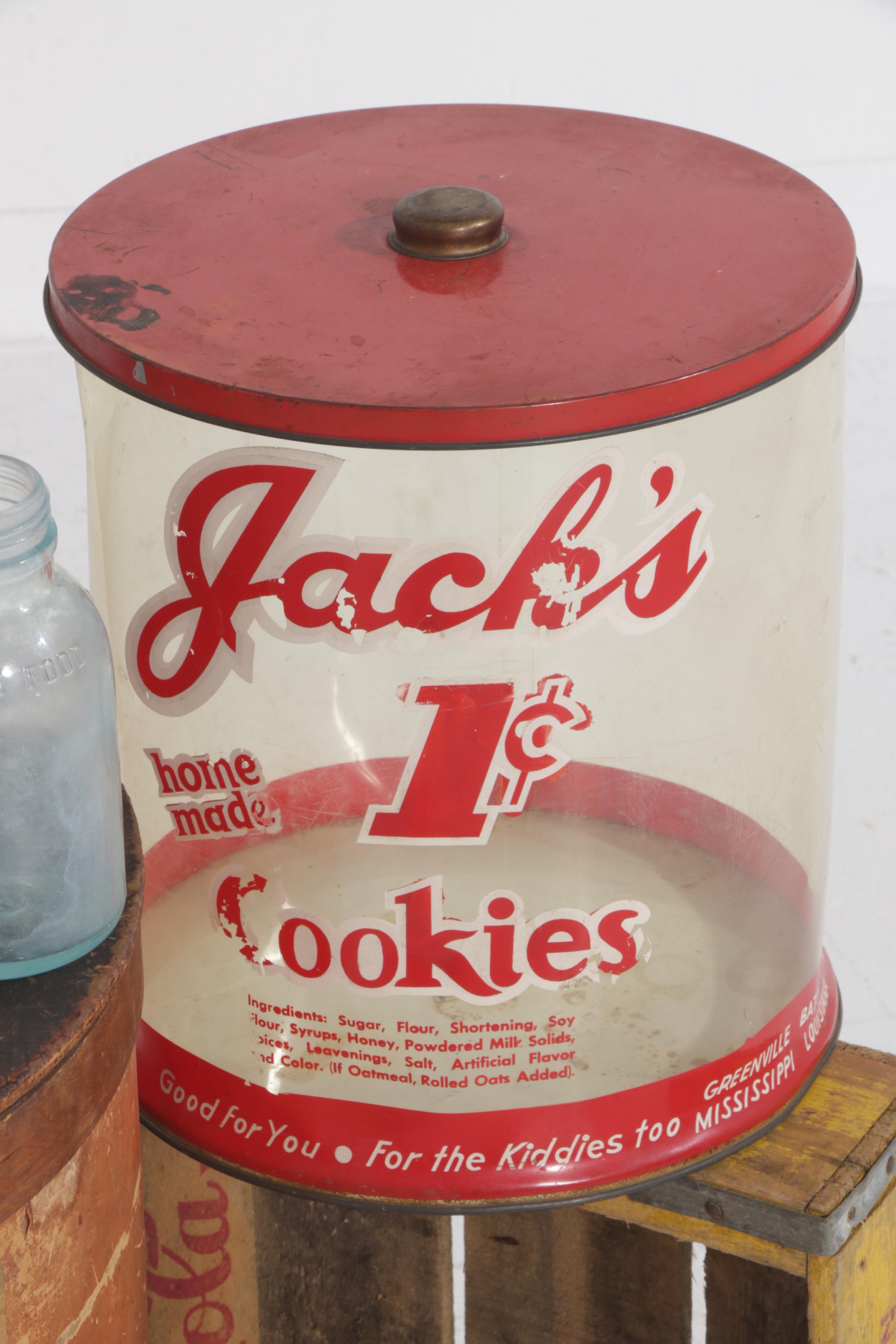 Coca-Cola Wall Phone and Crate with Other Advertising Containers, Vintage