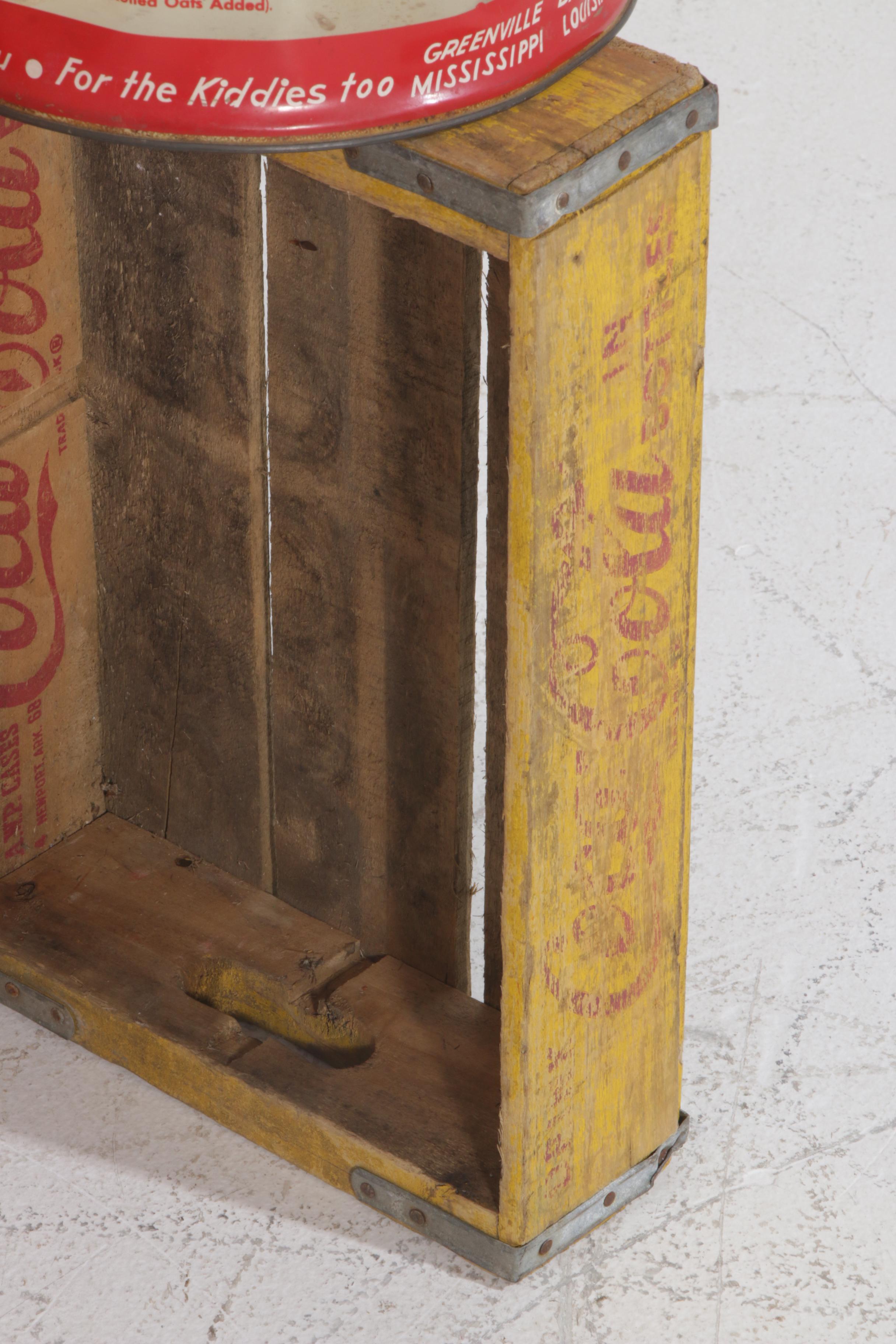 Coca-Cola Wall Phone and Crate with Other Advertising Containers, Vintage