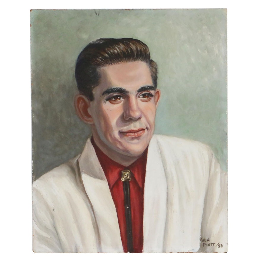 Tula Piatt Portrait of Man Oil Painting, 1957