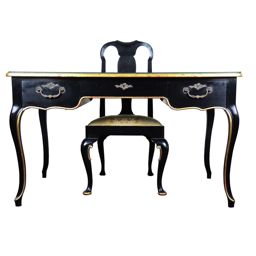 Baker Museum Reproduction Louis XV Bureau  Desk and Chair