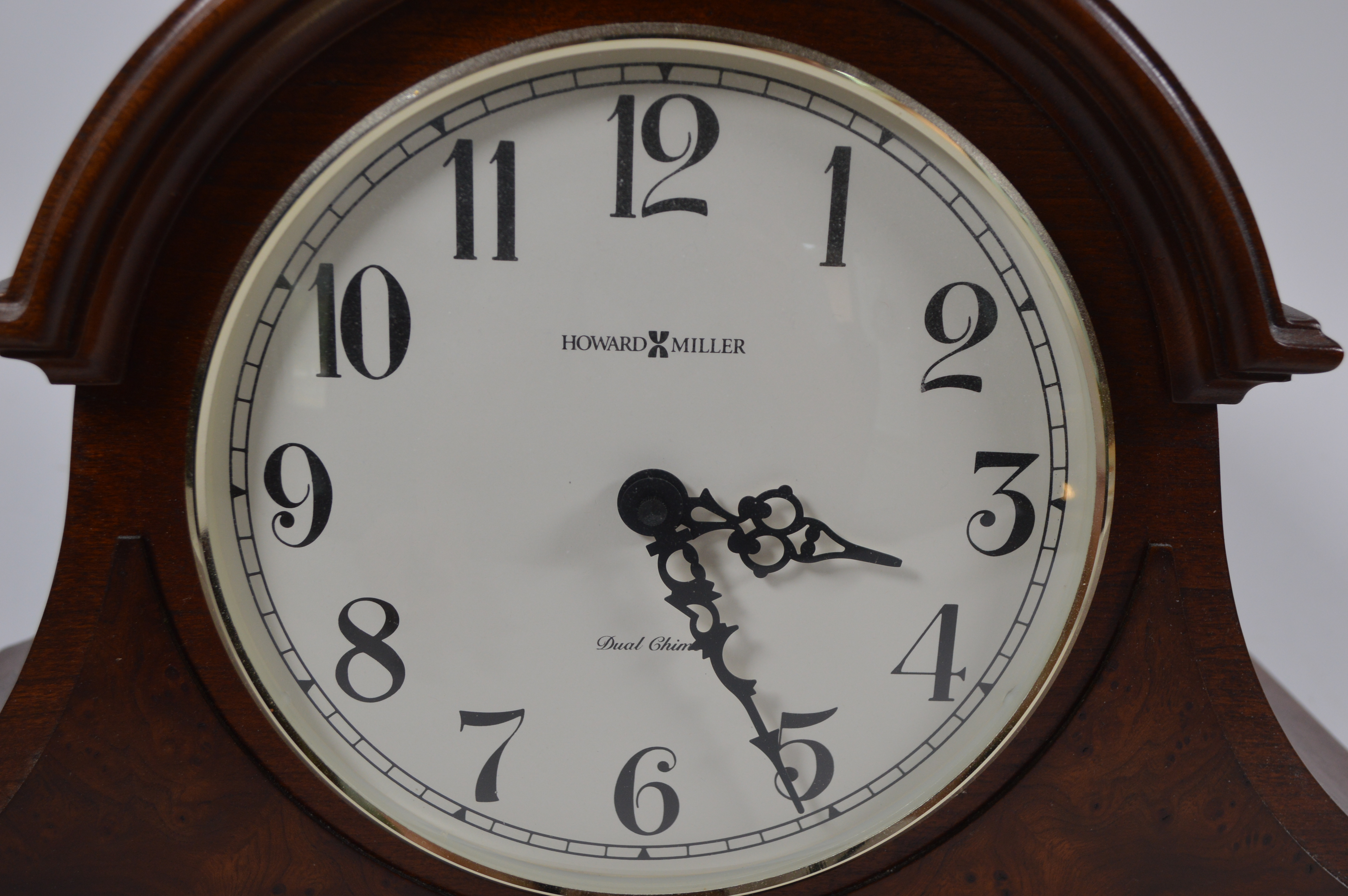 Howard Miller Burl Accent Dual Chime Mantel Clock