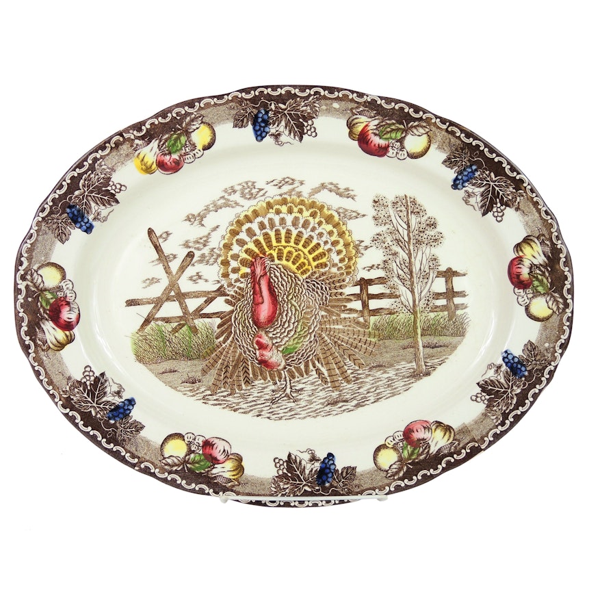 American Tradition "King Tom Turkey" Hand-Decorated Ironstone Platter