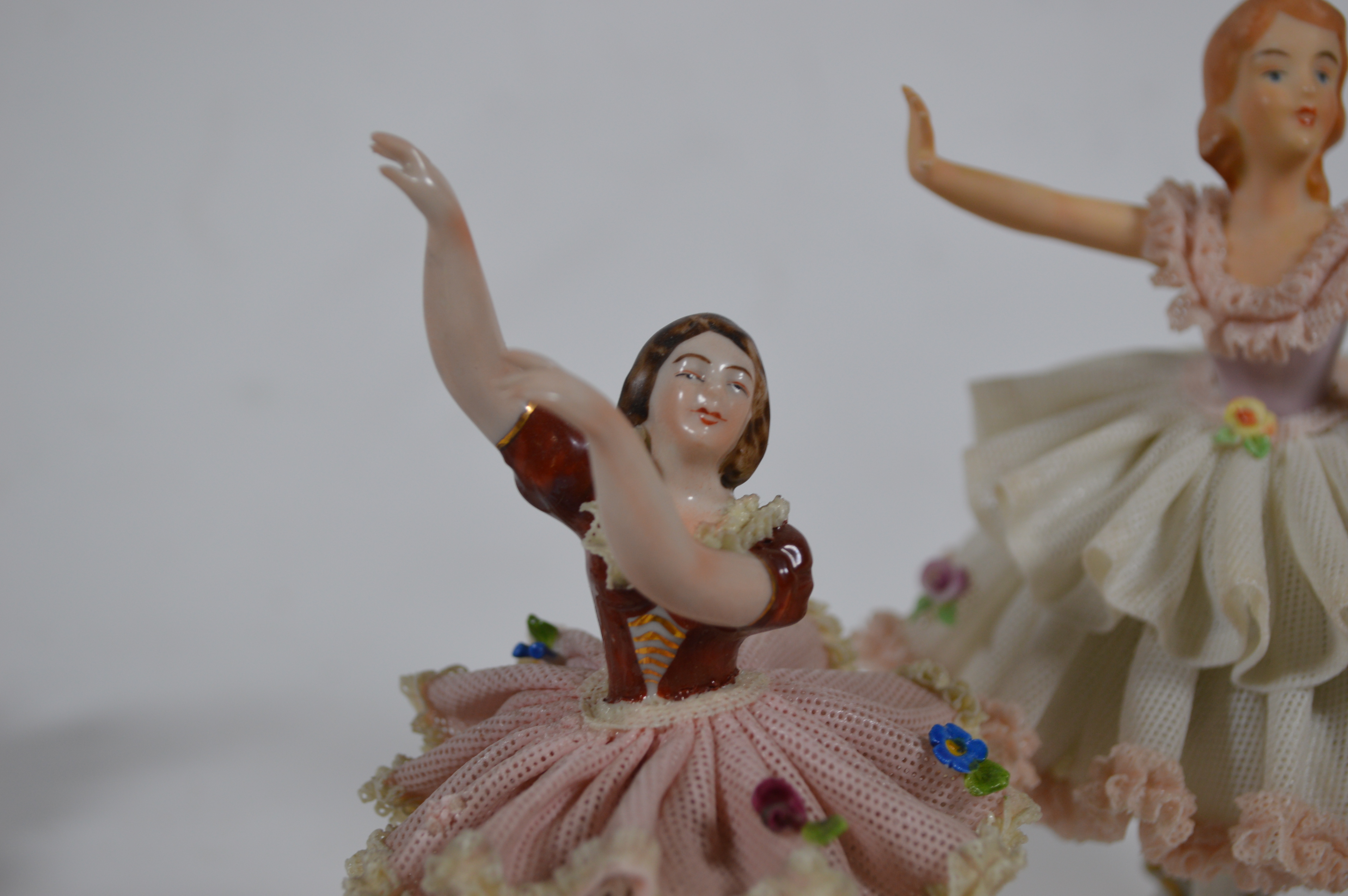 Dresden Lace Ballerina Figurines, Mid 20th Century