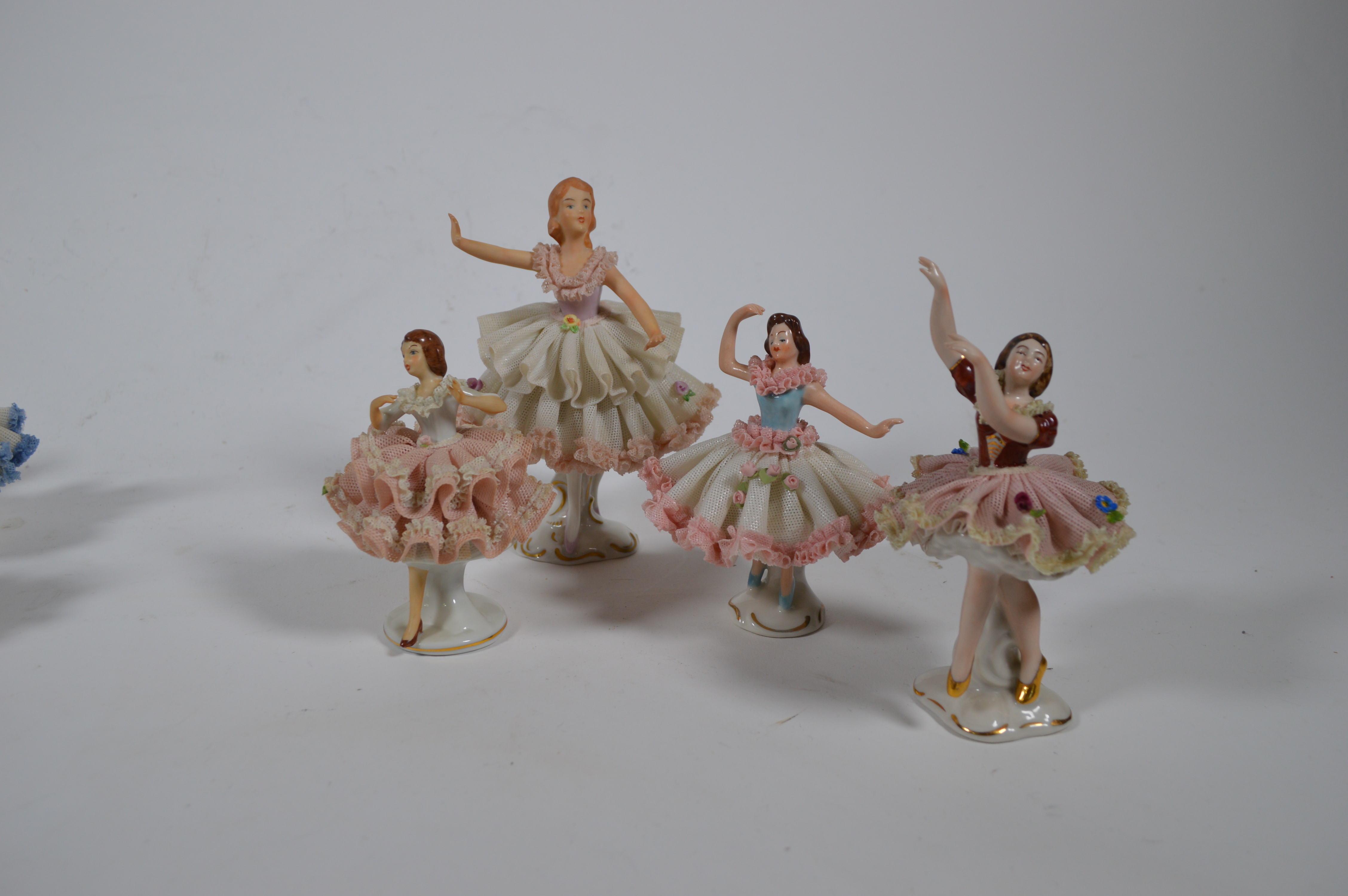 Dresden Lace Ballerina Figurines, Mid 20th Century