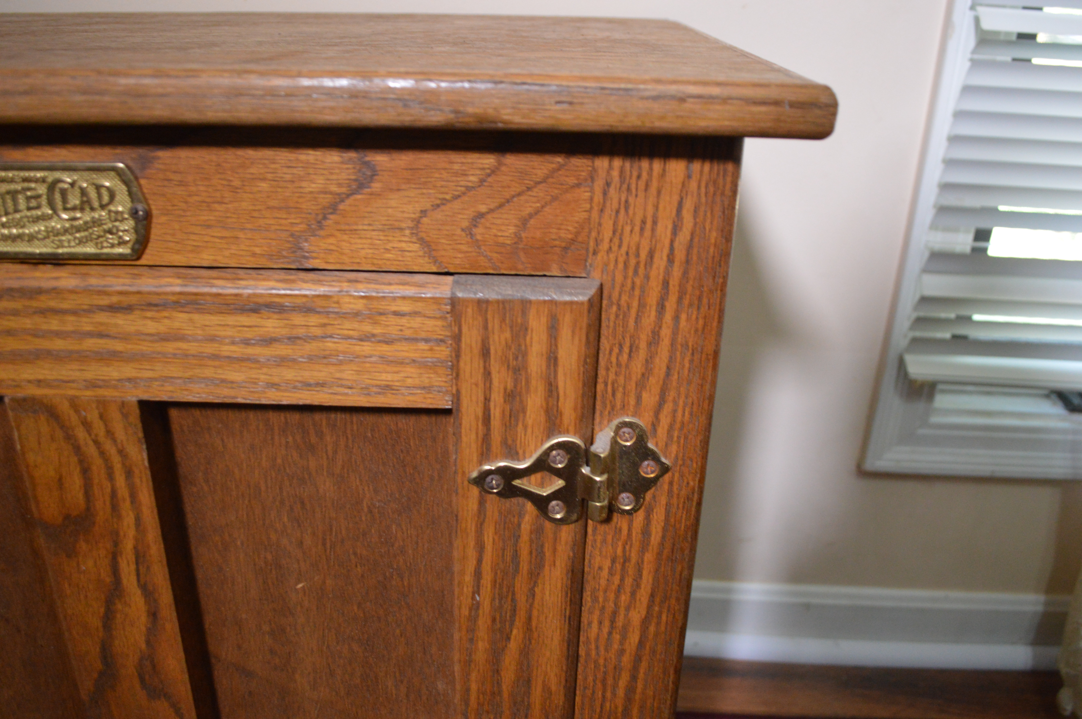 Reproduction White Clad Oak Ice Box Cabinet, Vintage