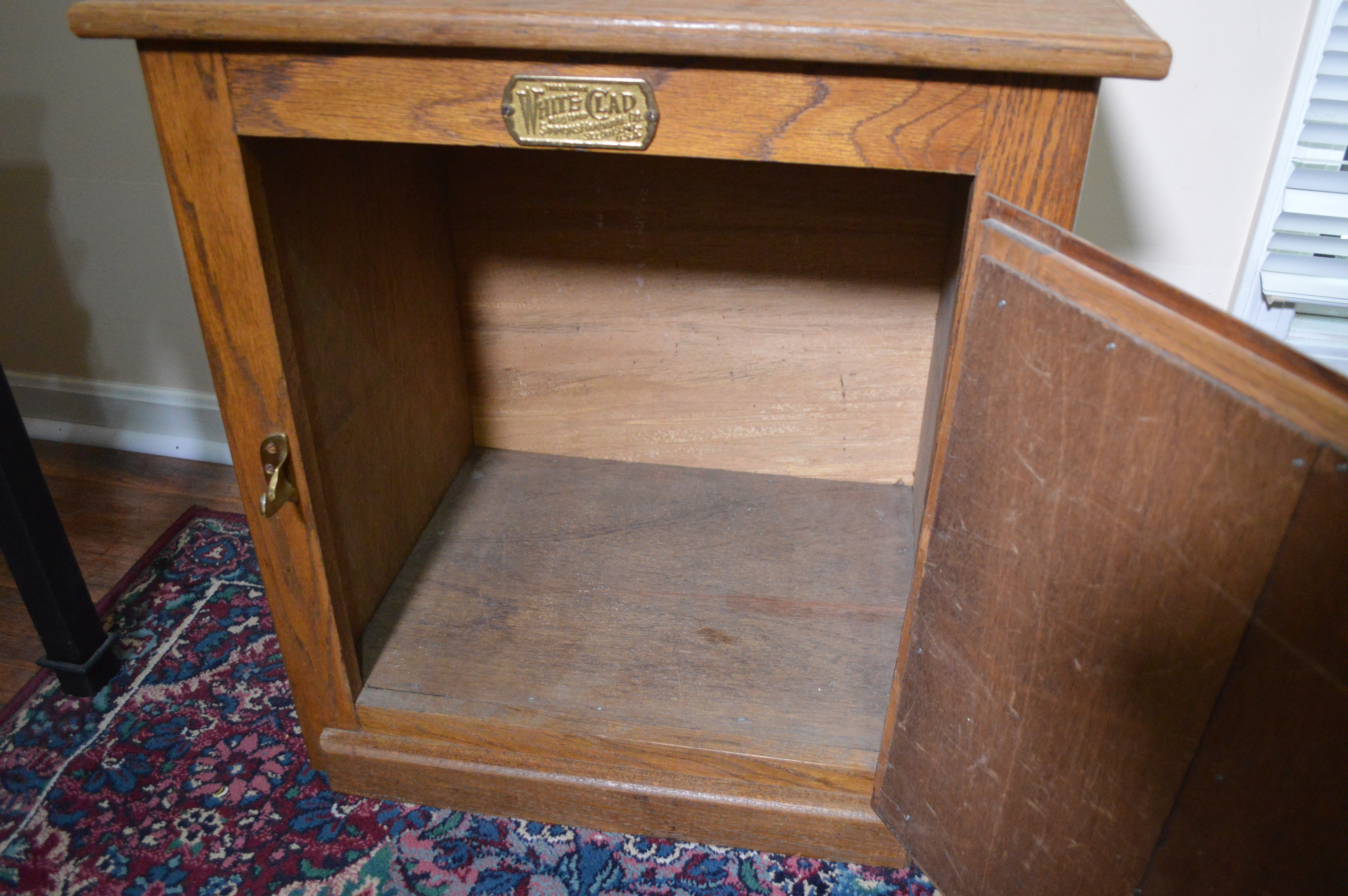 Reproduction White Clad Oak Ice Box Cabinet, Vintage