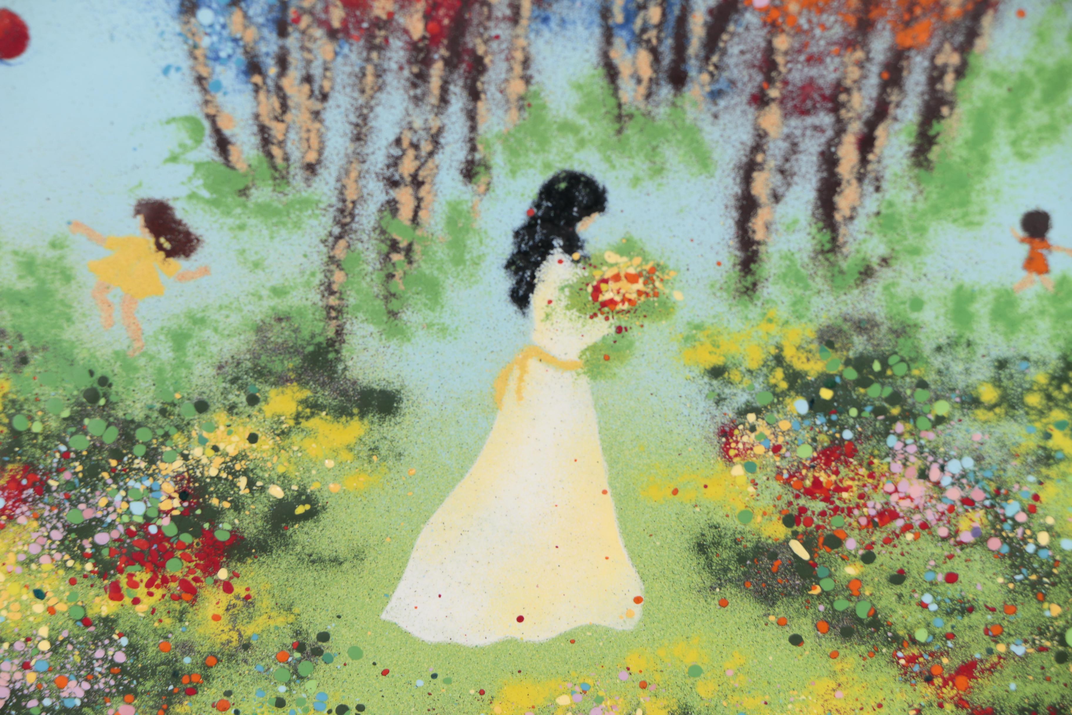 Louis Cardin Whimsical Enamel Painting on Copper