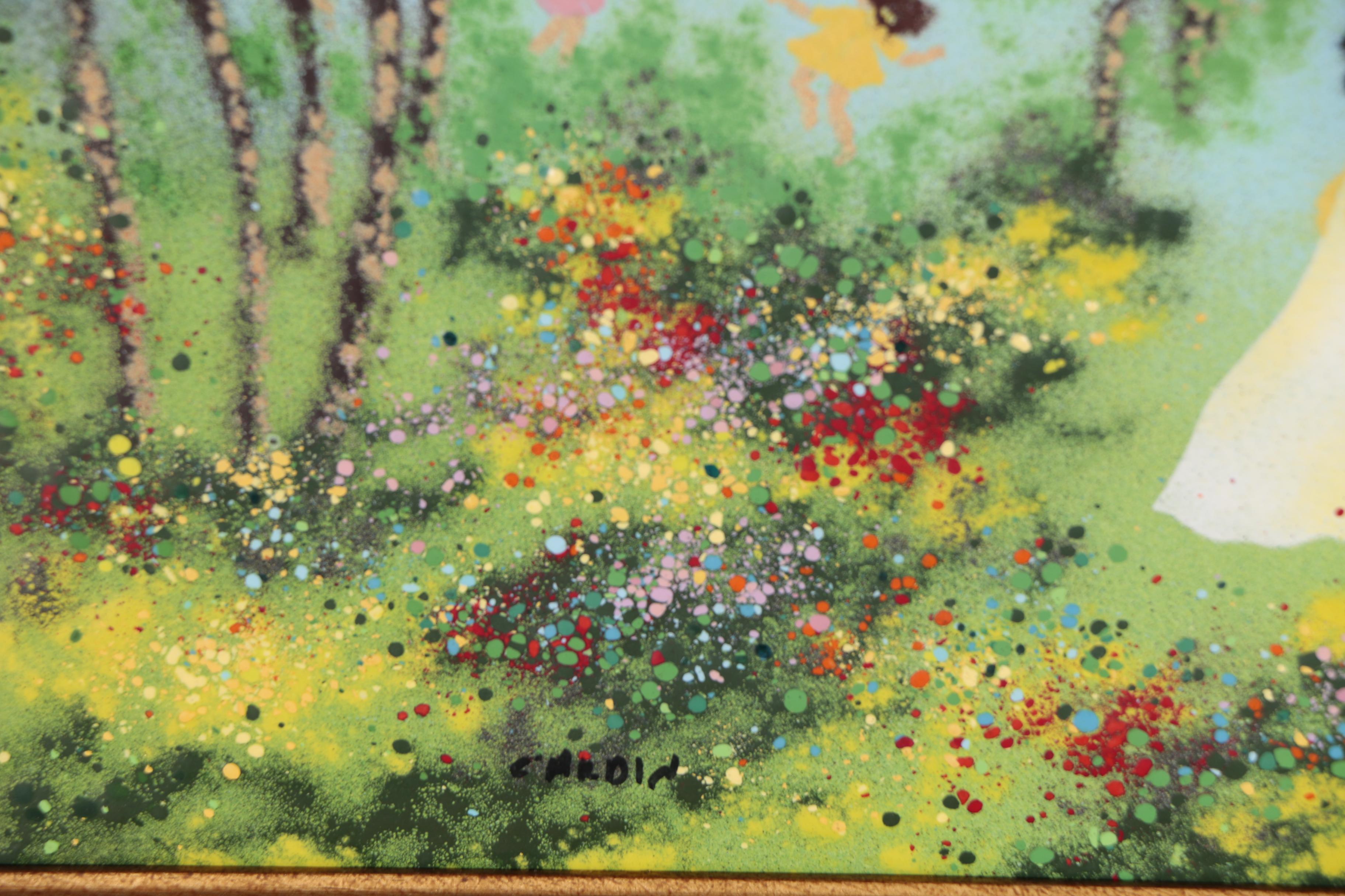 Louis Cardin Whimsical Enamel Painting on Copper