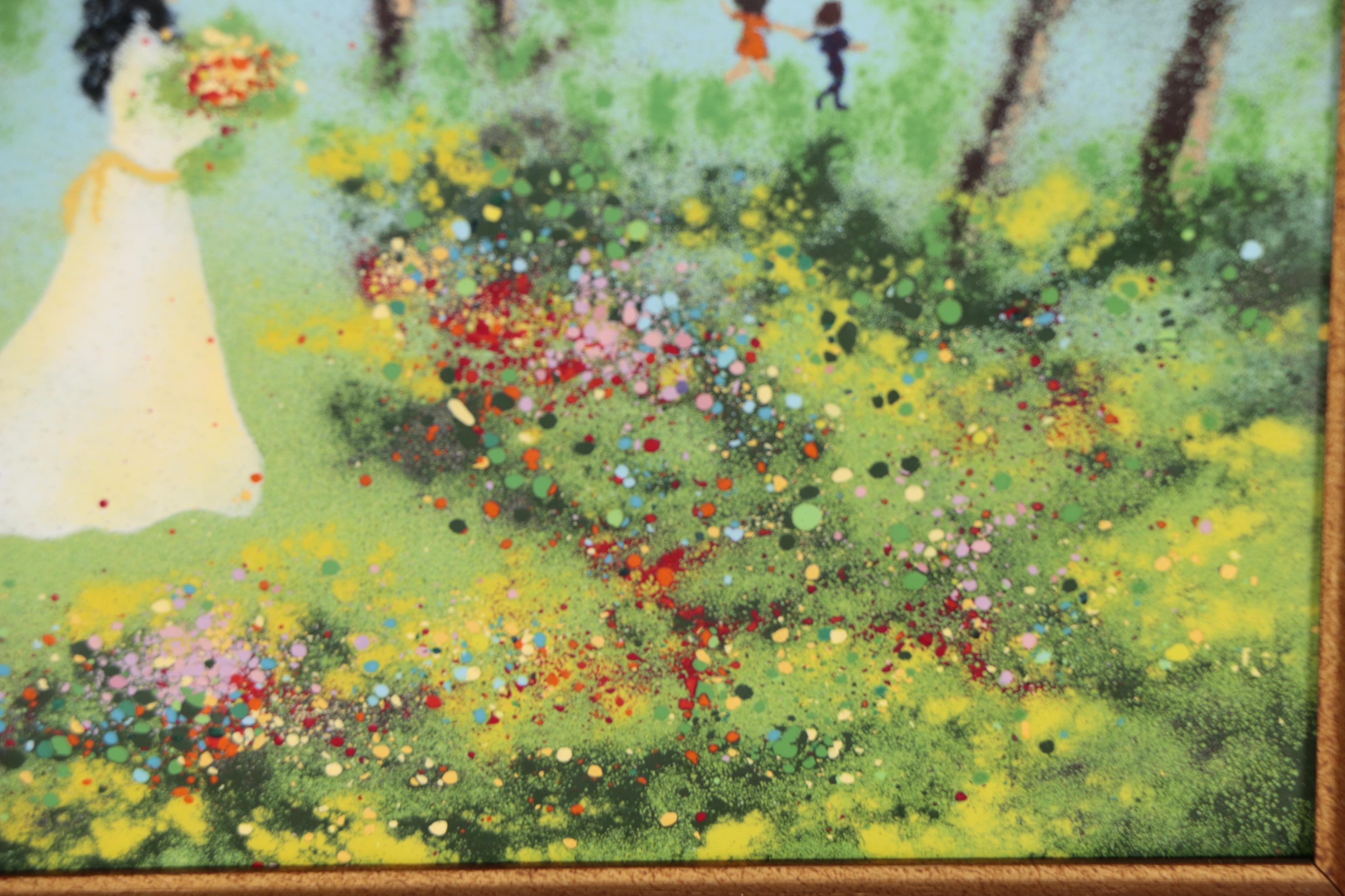 Louis Cardin Whimsical Enamel Painting on Copper