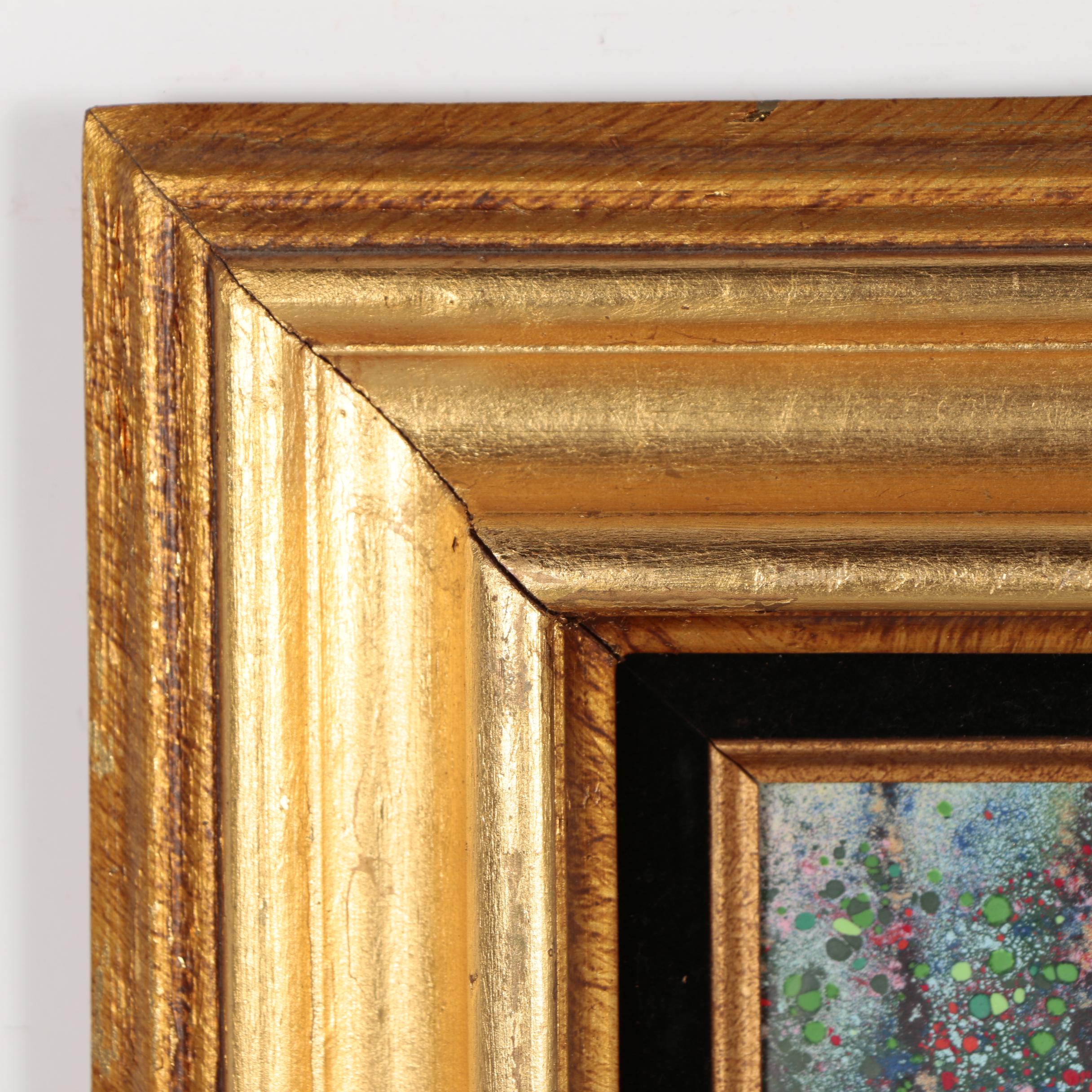 Louis Cardin Whimsical Enamel Painting on Copper