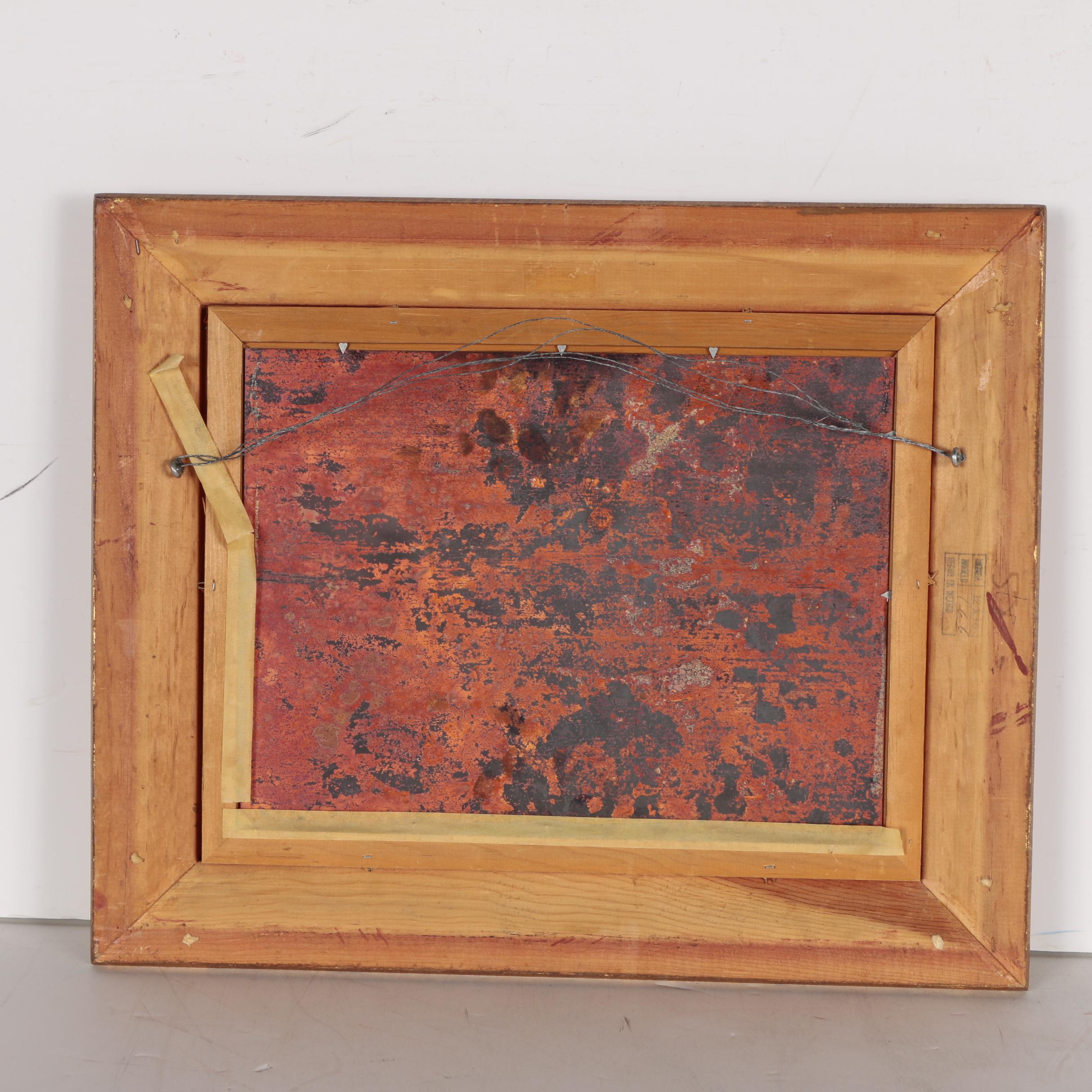 Louis Cardin Whimsical Enamel Painting on Copper