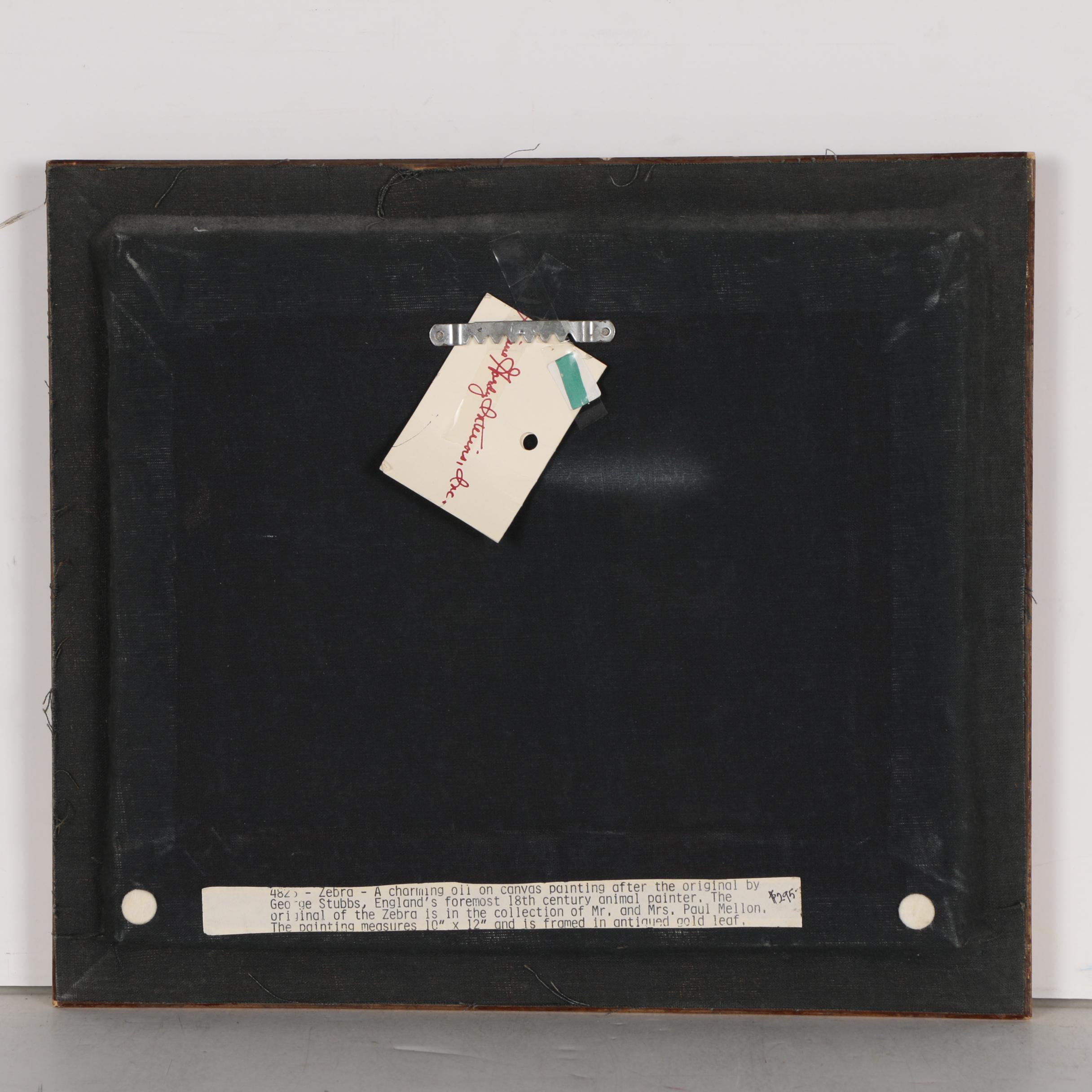 Oil Painting after George Stubbs "Zebra"