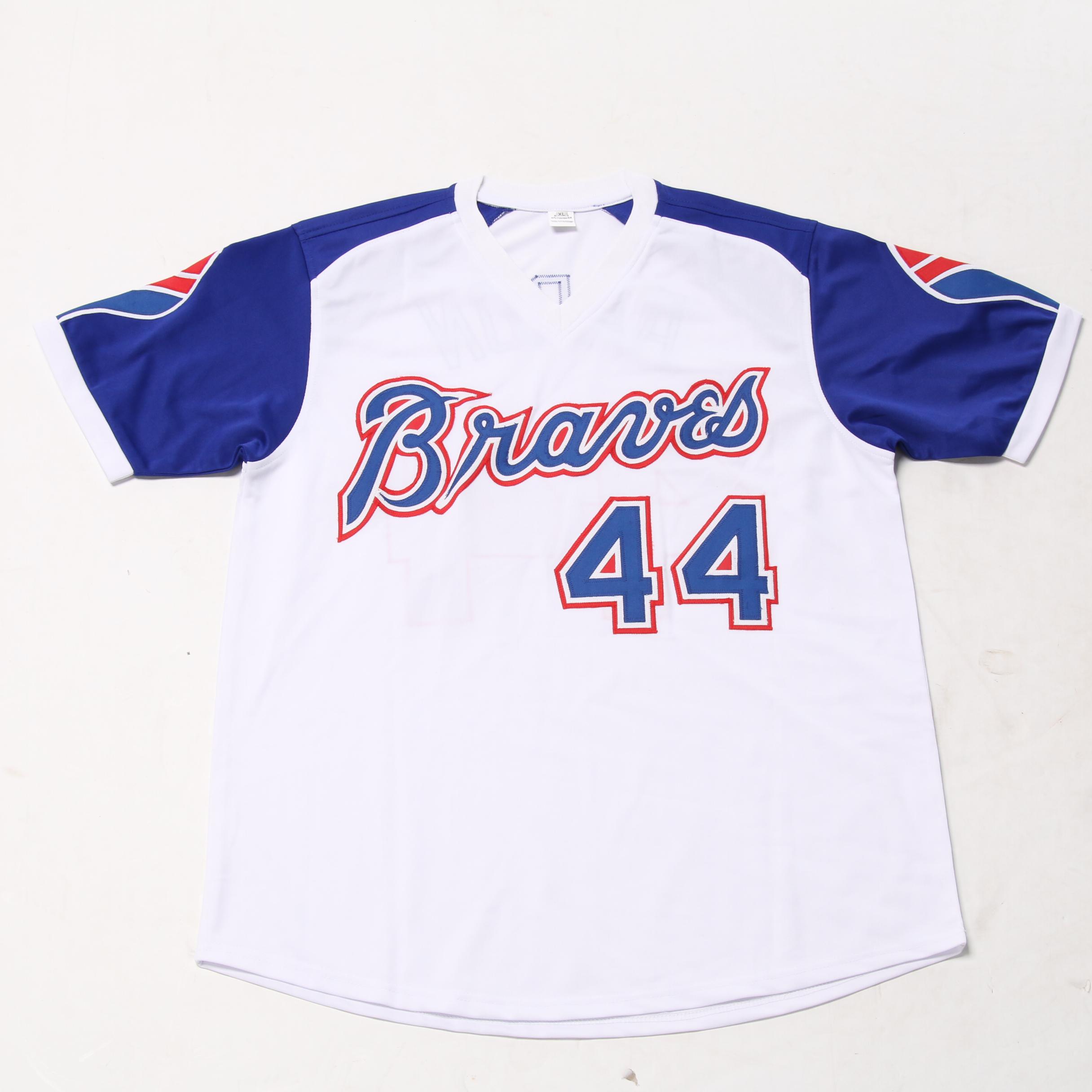 Hank Aaron Signed Atlanta Braves Replica 1974 Jersey  COA