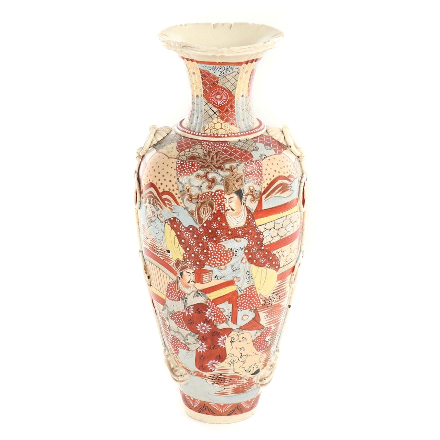 Chinese Satsuma Style Ceramic Floor Vase, Mid-19th Century
