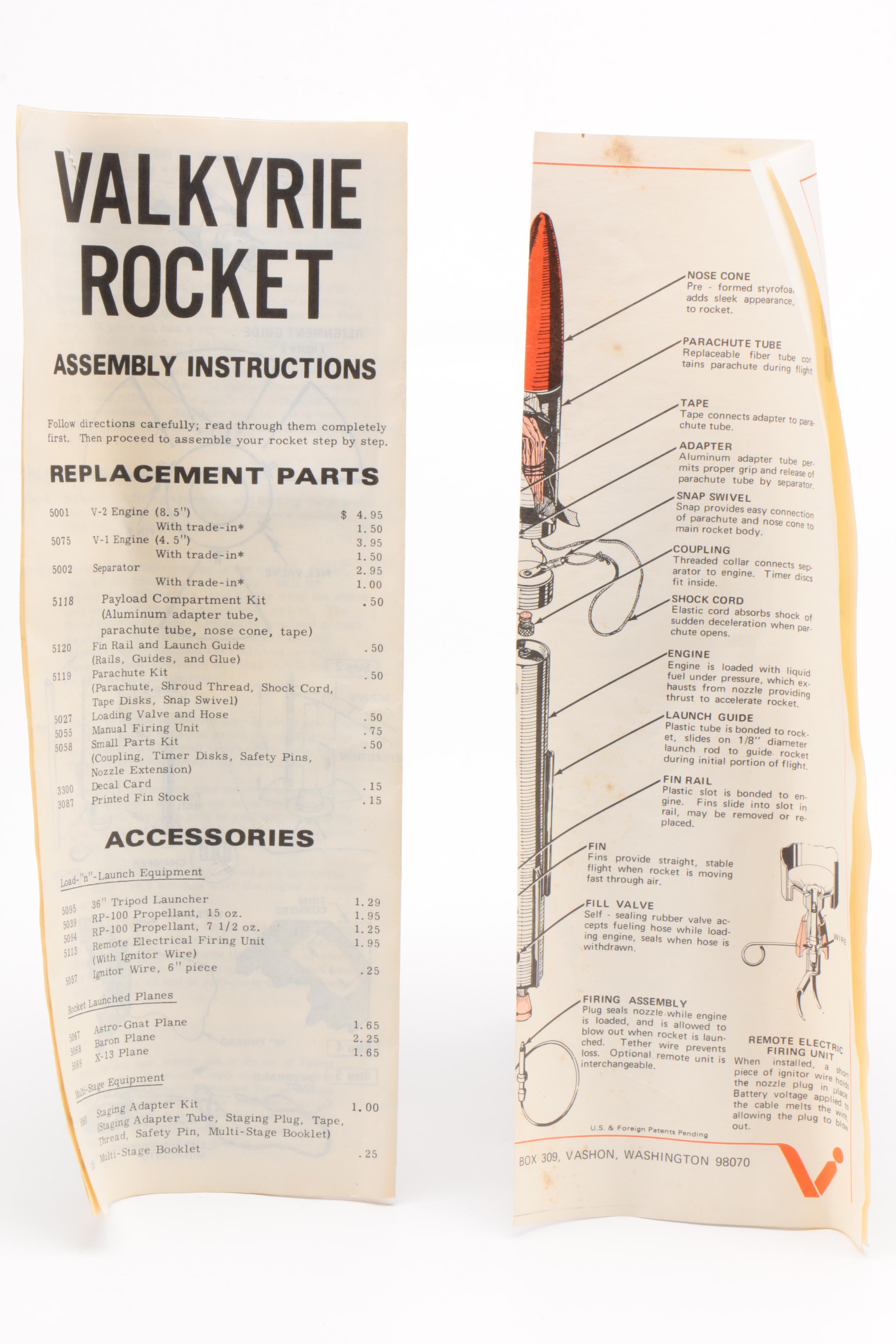 Vashon "Valkyrie-2" Rocket Flying Model in Original Packaging, Circa Late 1960s