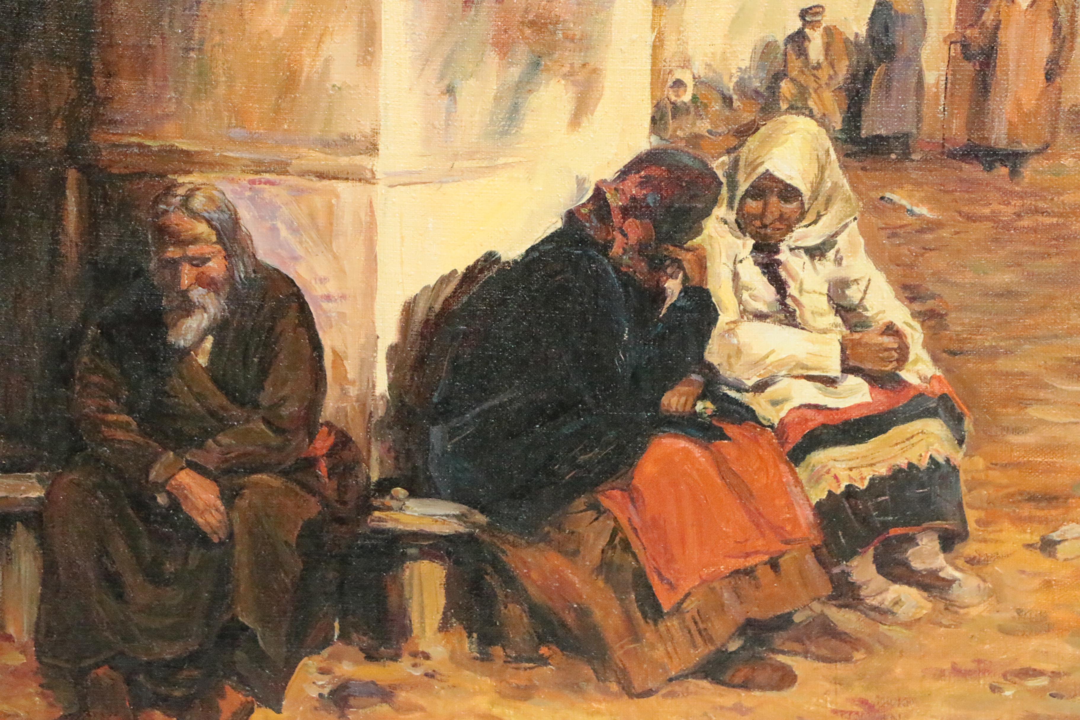 Oil Painting after Abram Efimovich Arkhipov "Radunitsa"