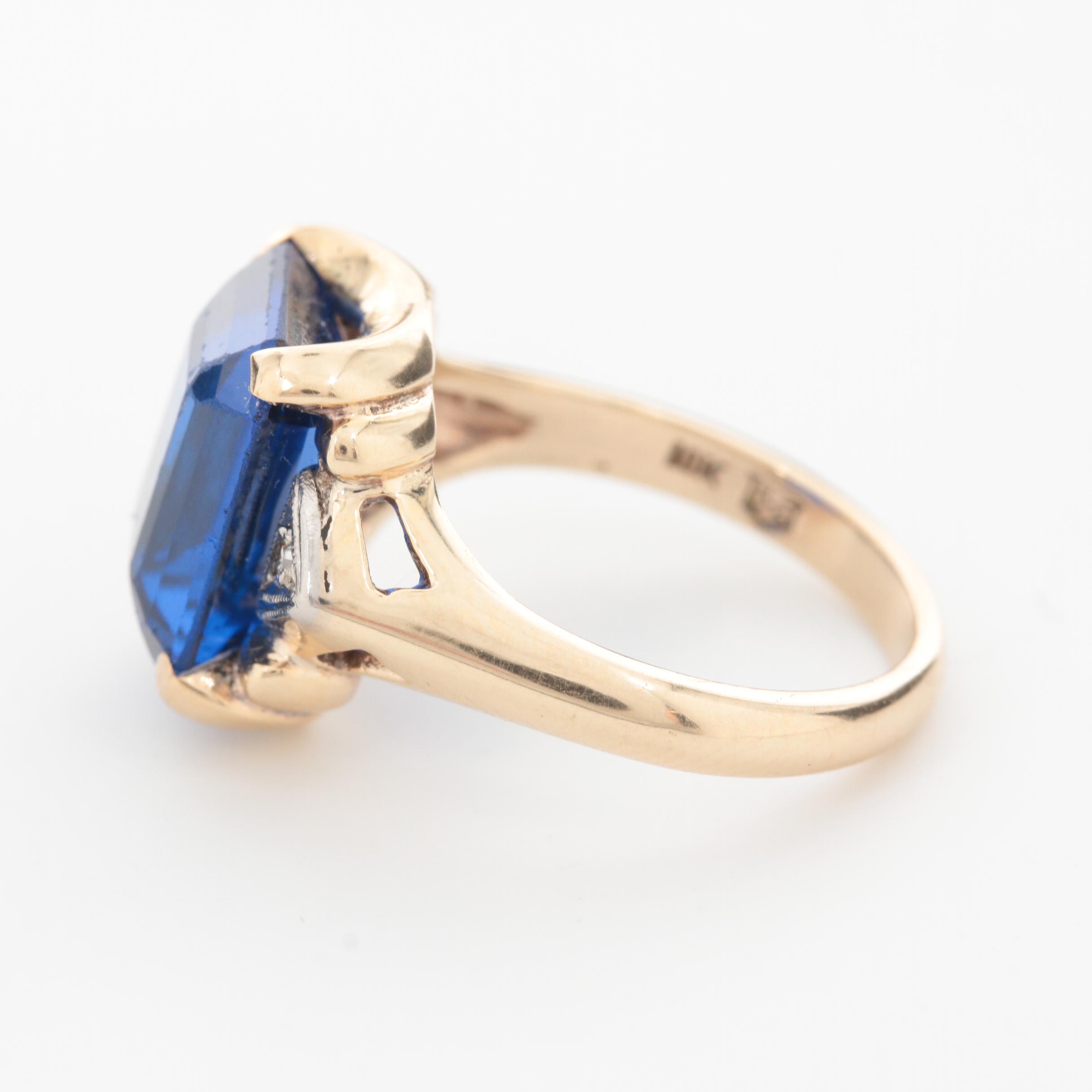 Circa 1950s Rothman & Schneider 10K Yellow Gold Spinel and Diamond Ring