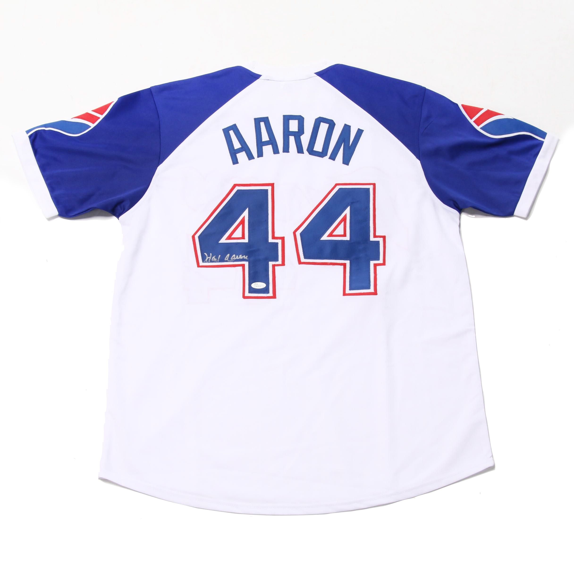 Hank Aaron Signed Atlanta Braves Replica 1974 Jersey  COA