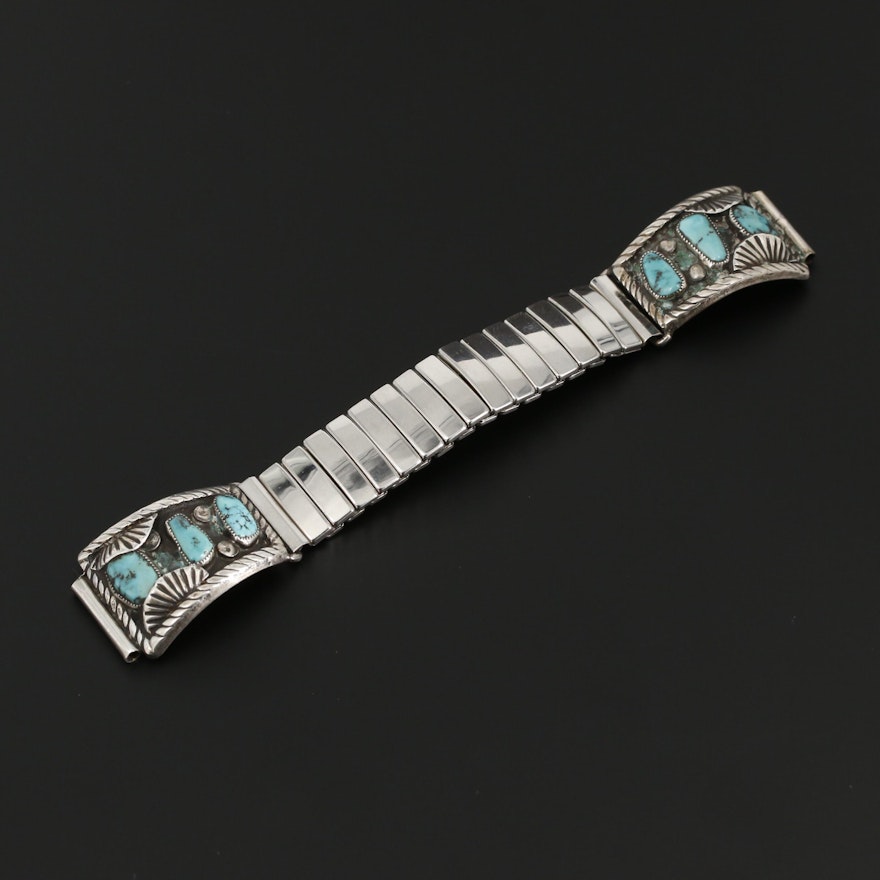 Southwestern Style Sterling Silver Turquoise Ear Cuff and Watch Bracelet