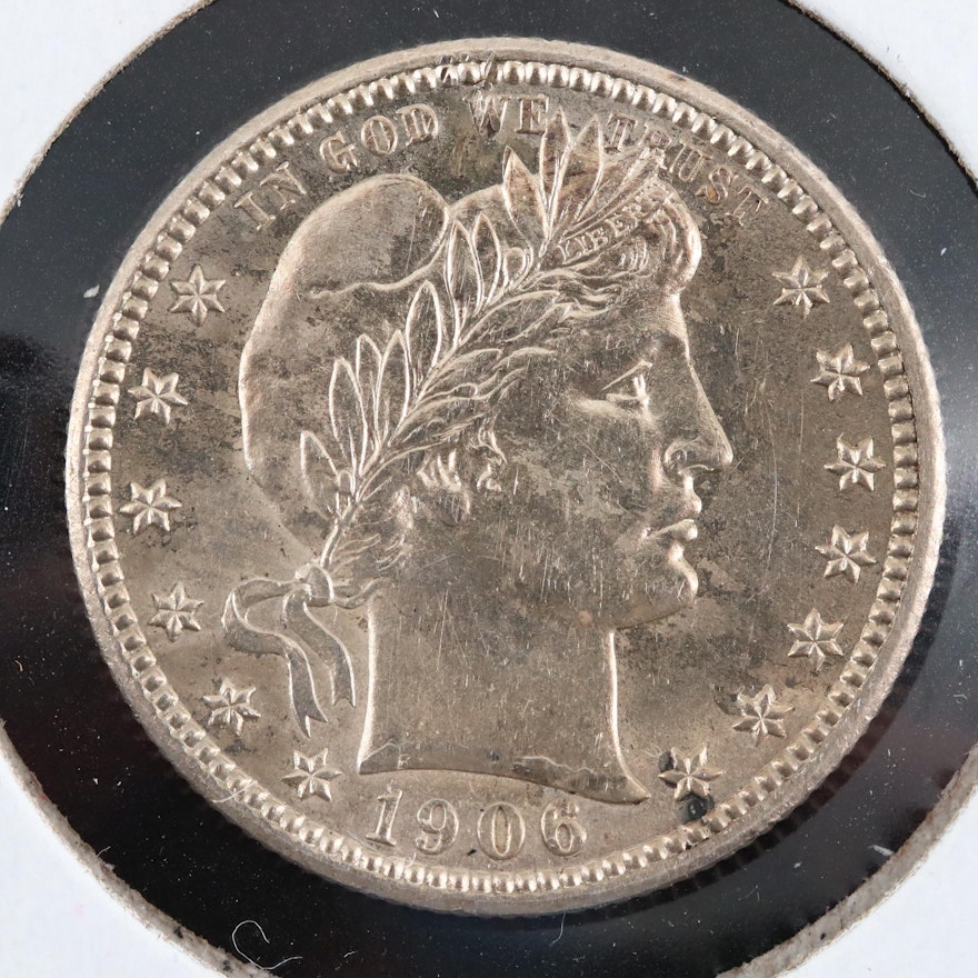 1906 Barber Silver Quarter