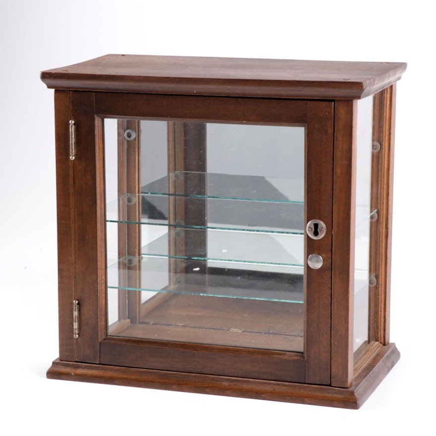 Wood and Glass Curio Display Cabinet, Early to Mid 20th Century