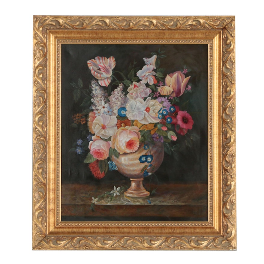 Dutch School Style Floral Still Life Oil Painting