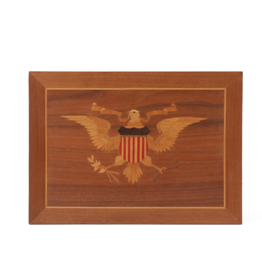 Americana Eagle and Shield Marquetry Inlay Plaque