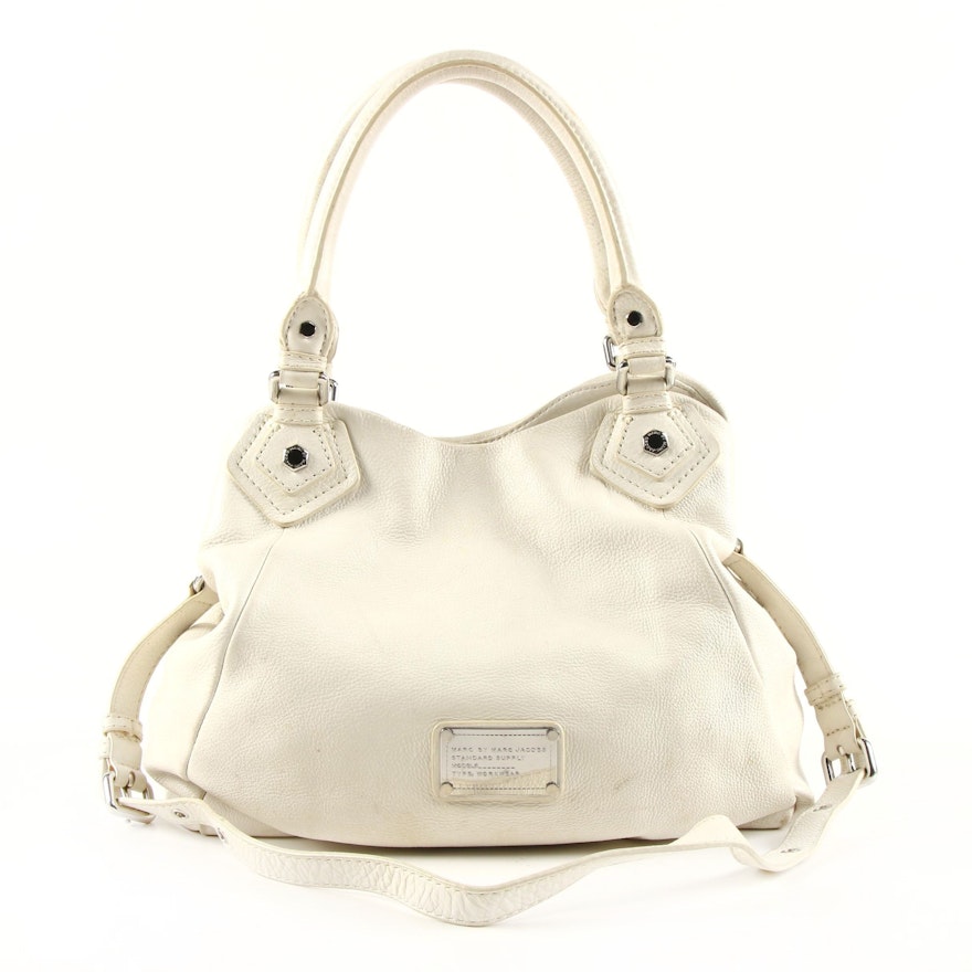 Marc by Marc Jacobs Standard Supply Shoulder Bag in White Pebbled Leather