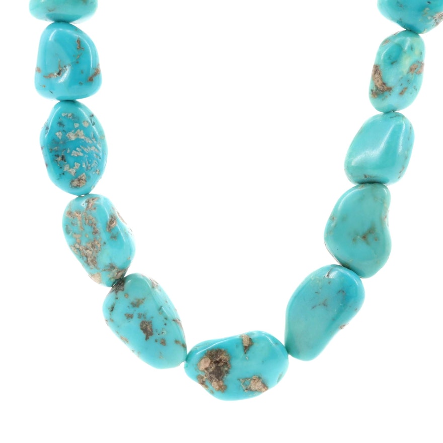 Sterling Silver Beaded Turquoise Necklace