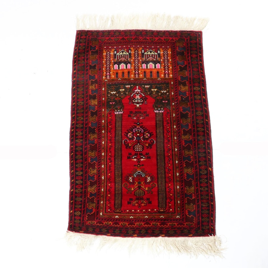 2'10 x 5'5 Hand-Knotted Persian Baluch Prayer Rug