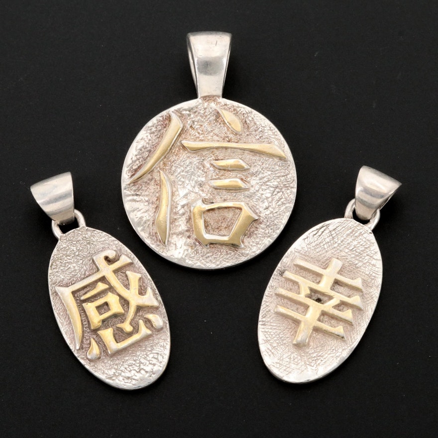 Sterling Silver Good Fortune Pendants