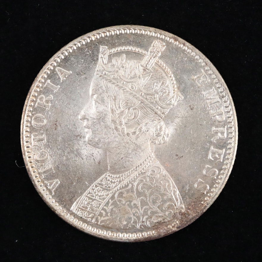 1900-B India 1-Rupee Silver Coin