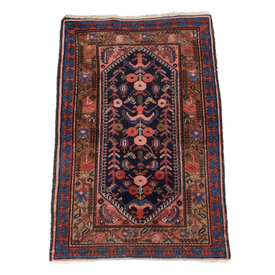 2'7 x 4'1 Hand-Knotted Persian Hamedan Wool Rug, 1920s