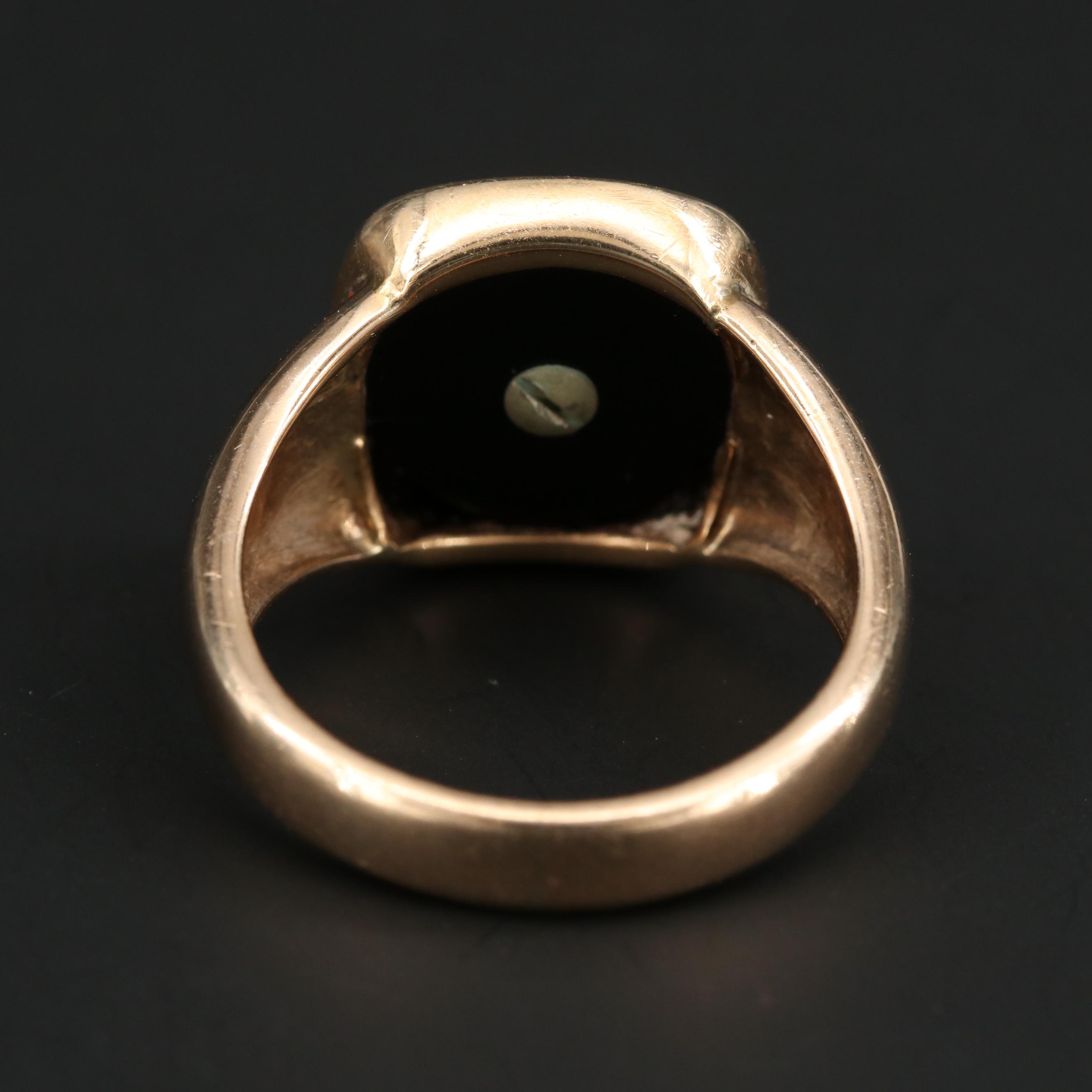 10K Yellow Gold Black Onyx Loyal Order of Moose Ring