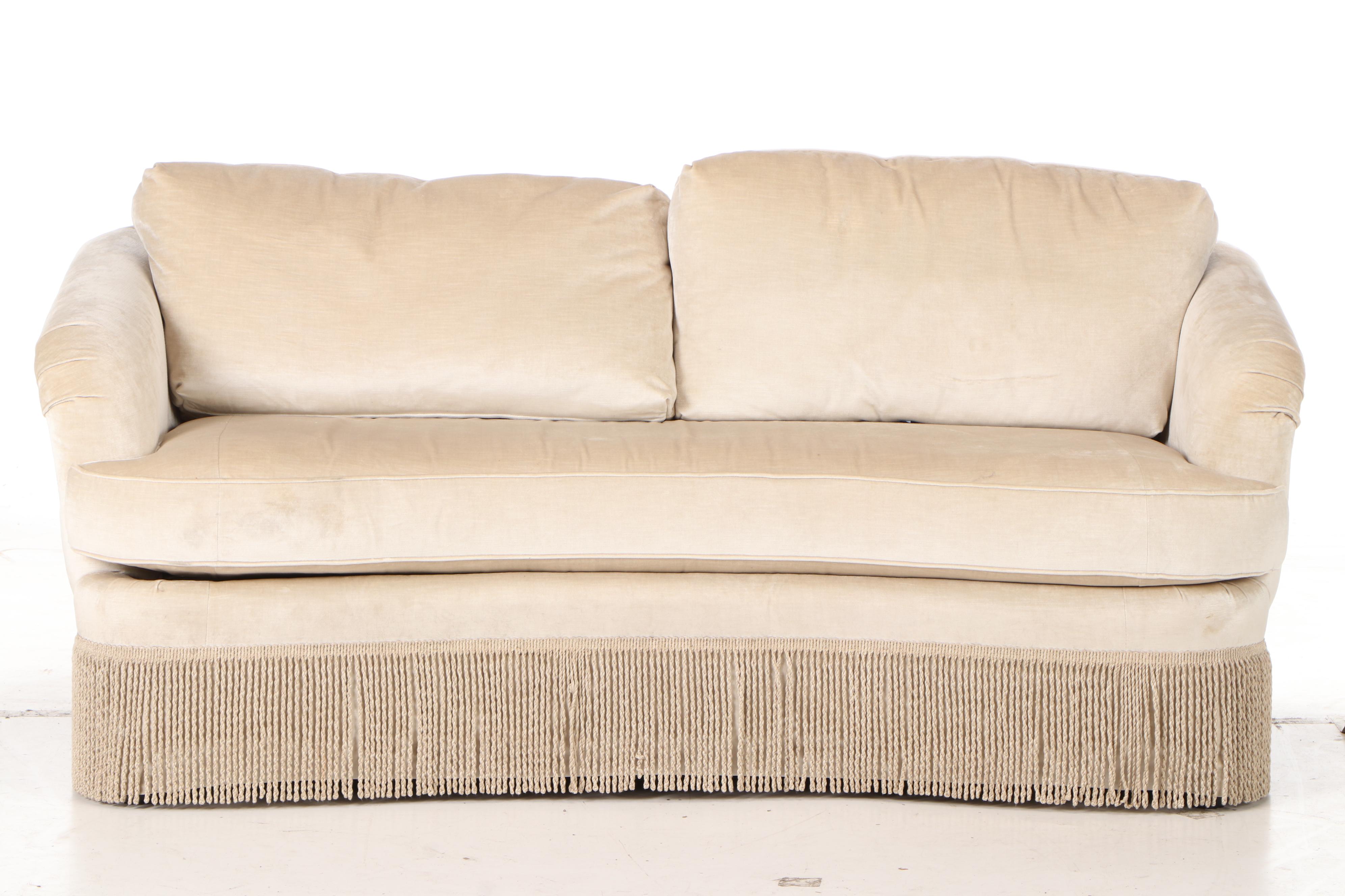 Thomasville Upholstered Fringe Skirted Love Seat, Contemporary