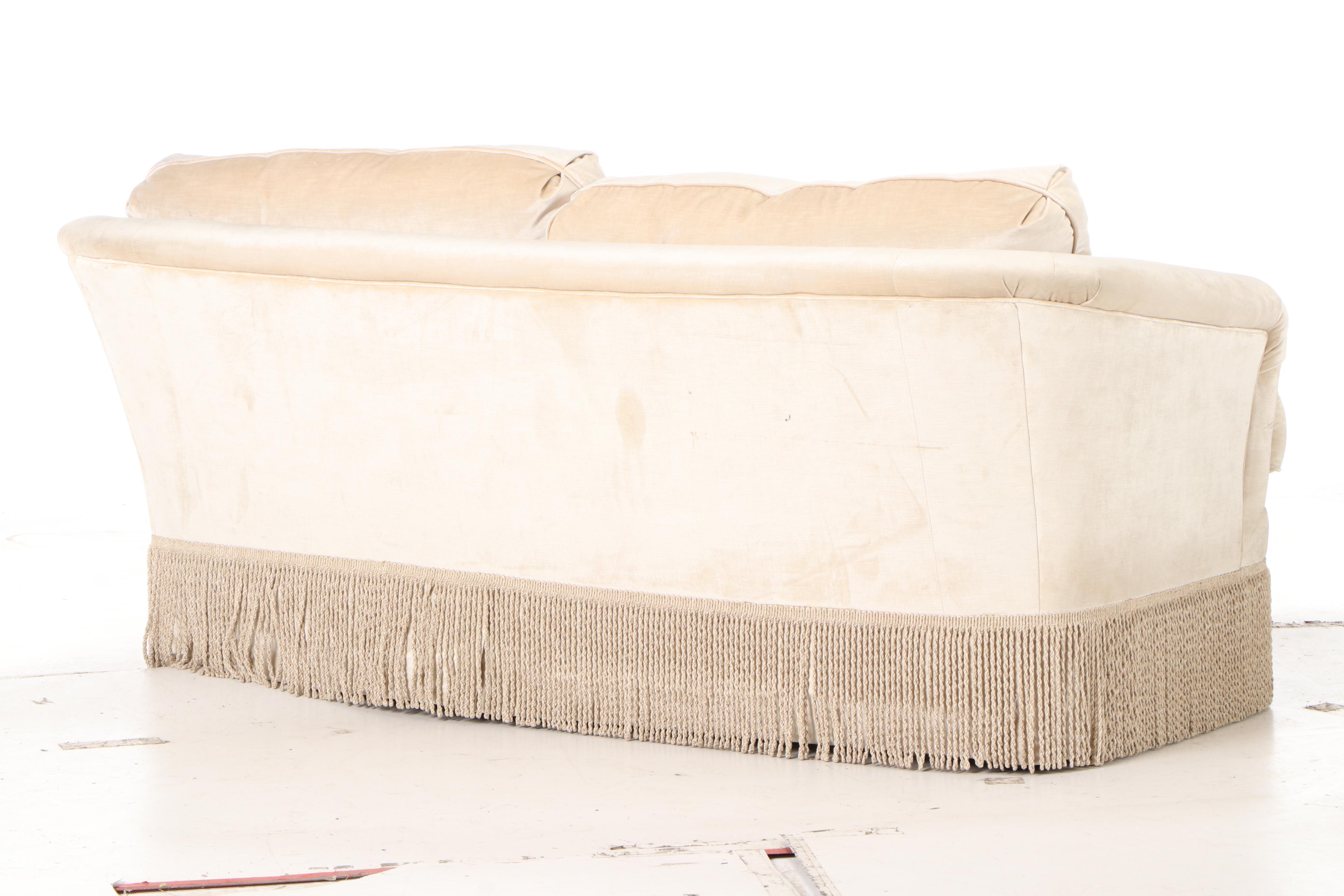 Thomasville Upholstered Fringe Skirted Love Seat, Contemporary