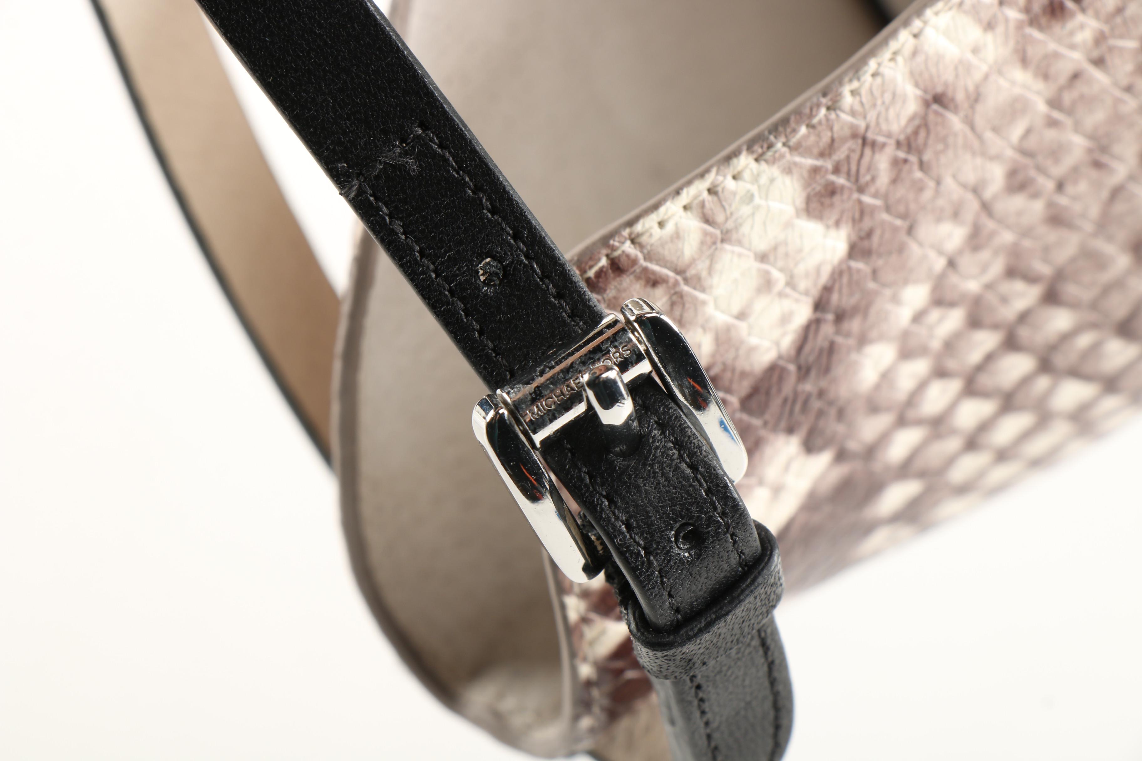 MICHAEL Michael Kors Python Print and Black Leather Cross Strap D'Orsay Heels