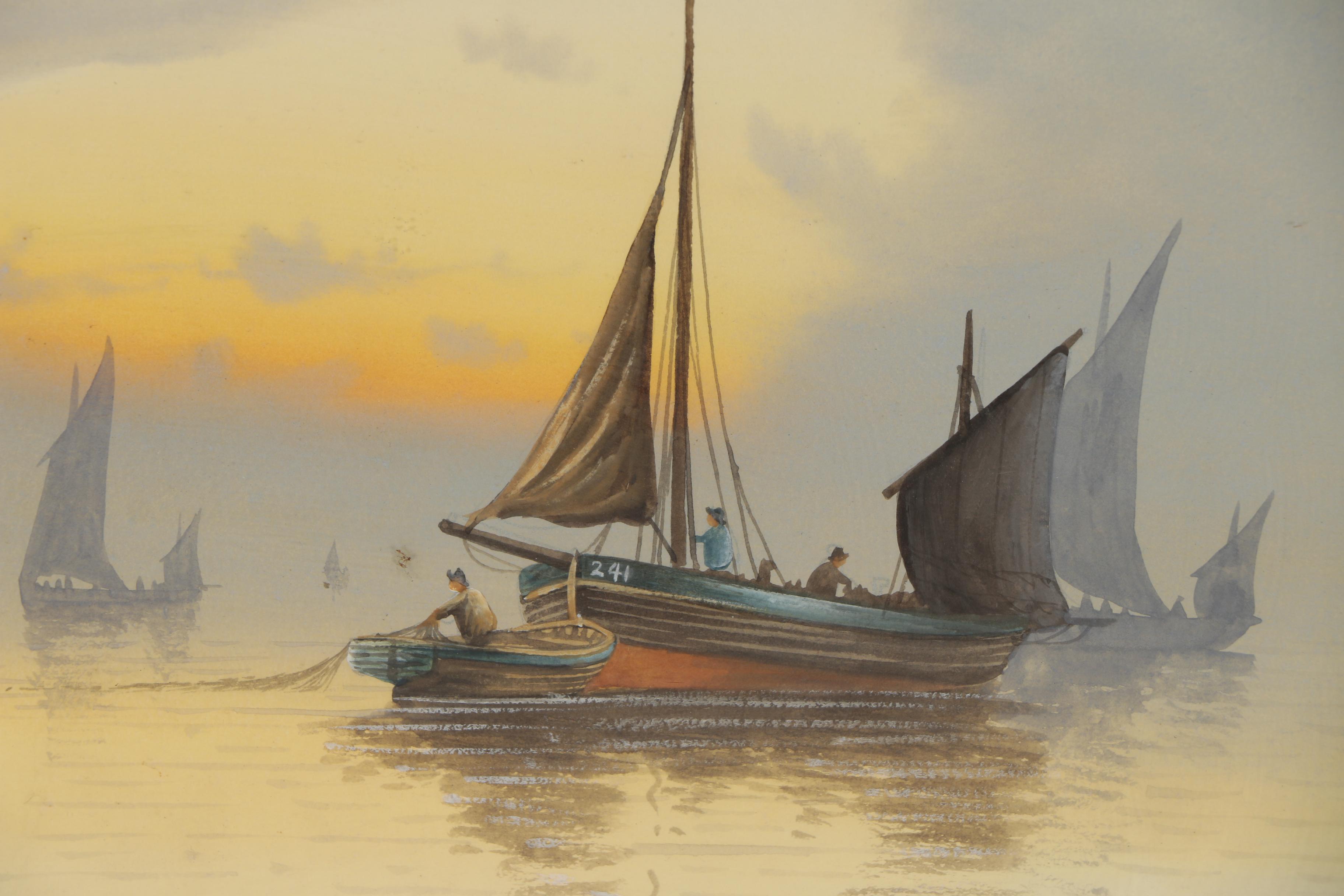 J. Maurice Hosking Nautical Watercolor Painting "Evening Mist"