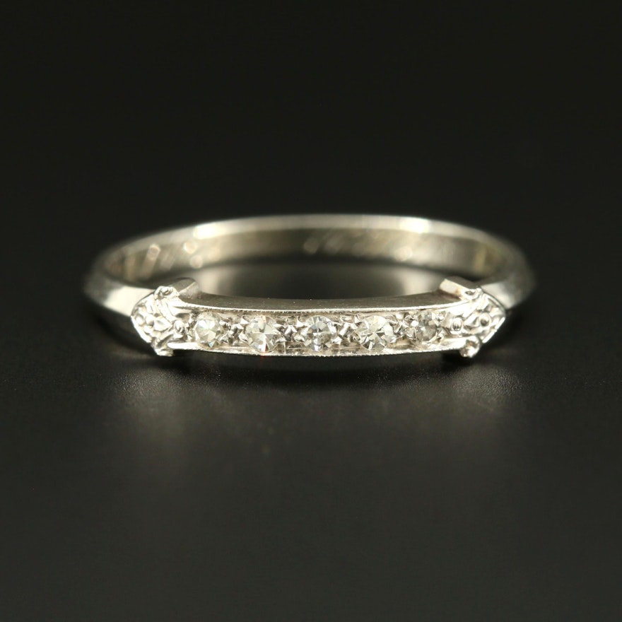 Vintage 18K White Gold Diamond Band