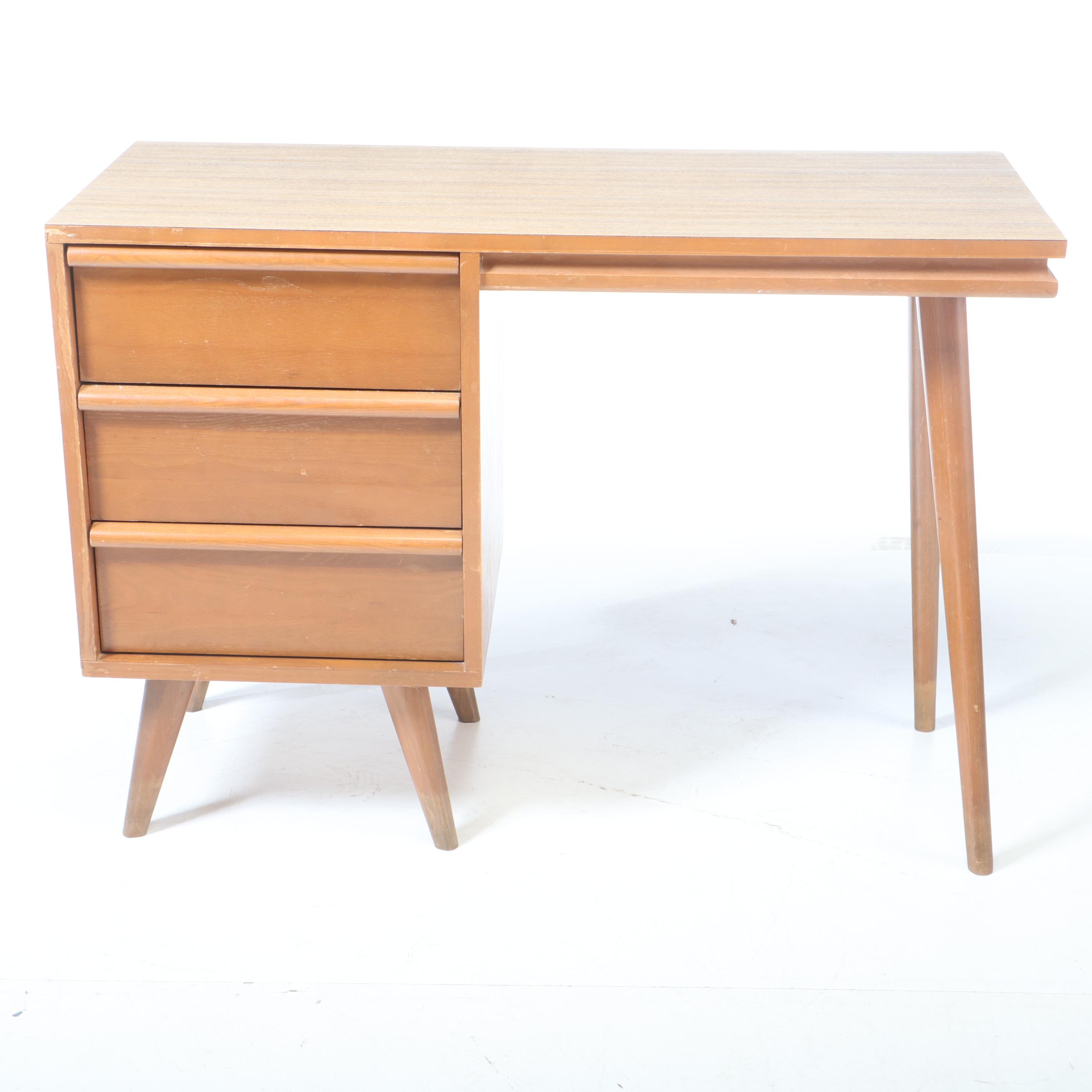 Mid Century Modern Walnut and Laminate Desk with Chair