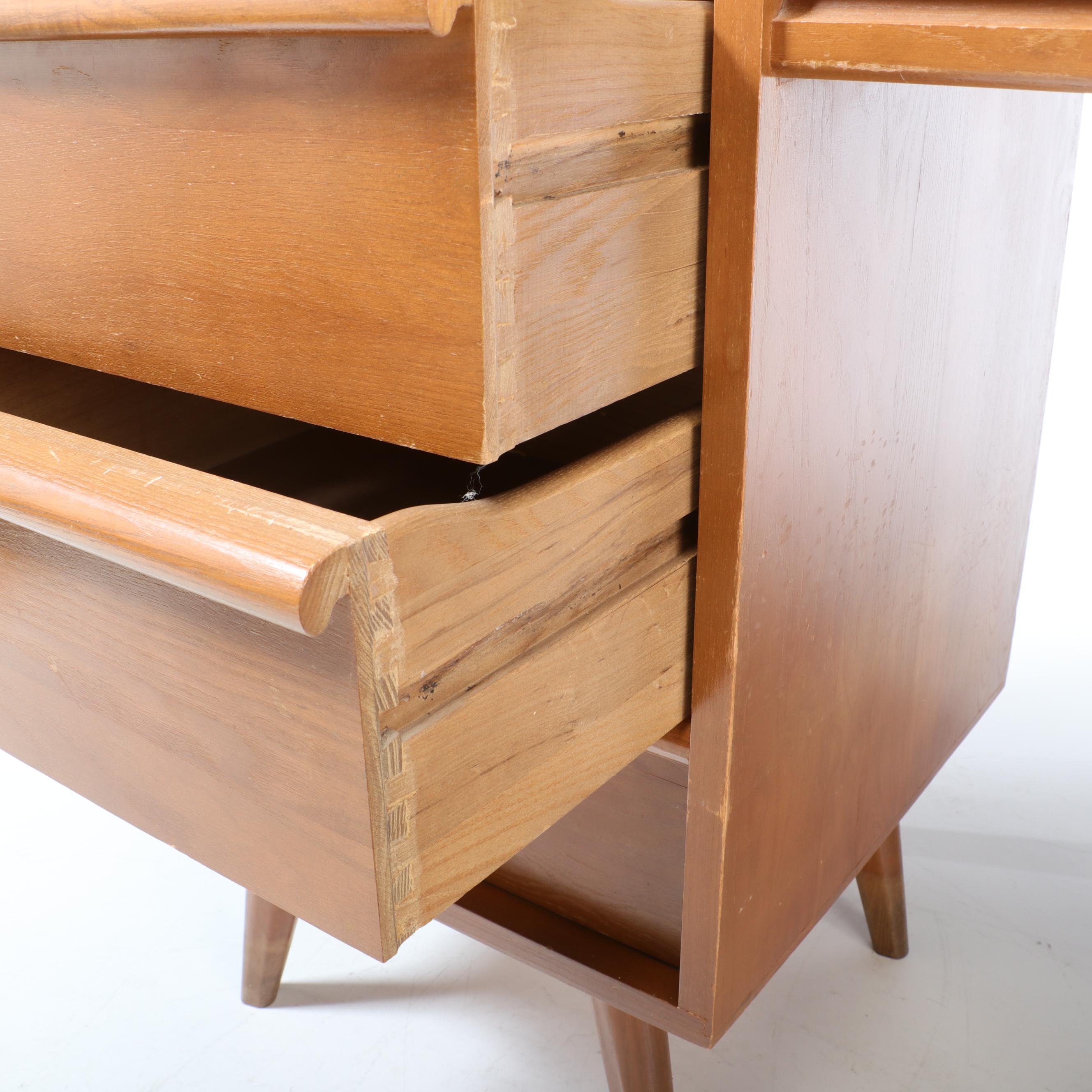 Mid Century Modern Walnut and Laminate Desk with Chair