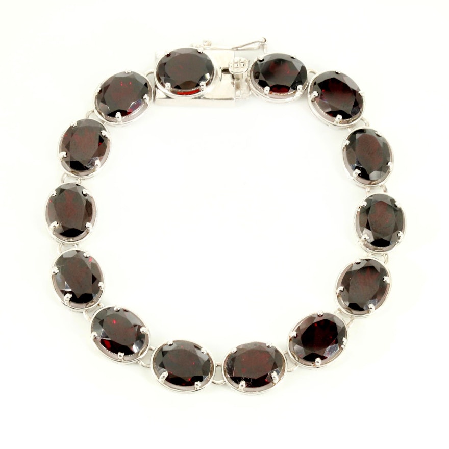 Sterling Silver Garnet Bracelet