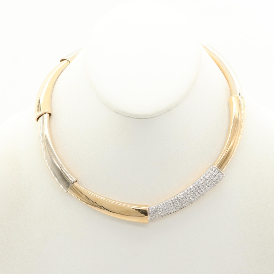 Gio Caroli 18K Yellow and White Gold 2.58 CTW Diamond Collar Necklace