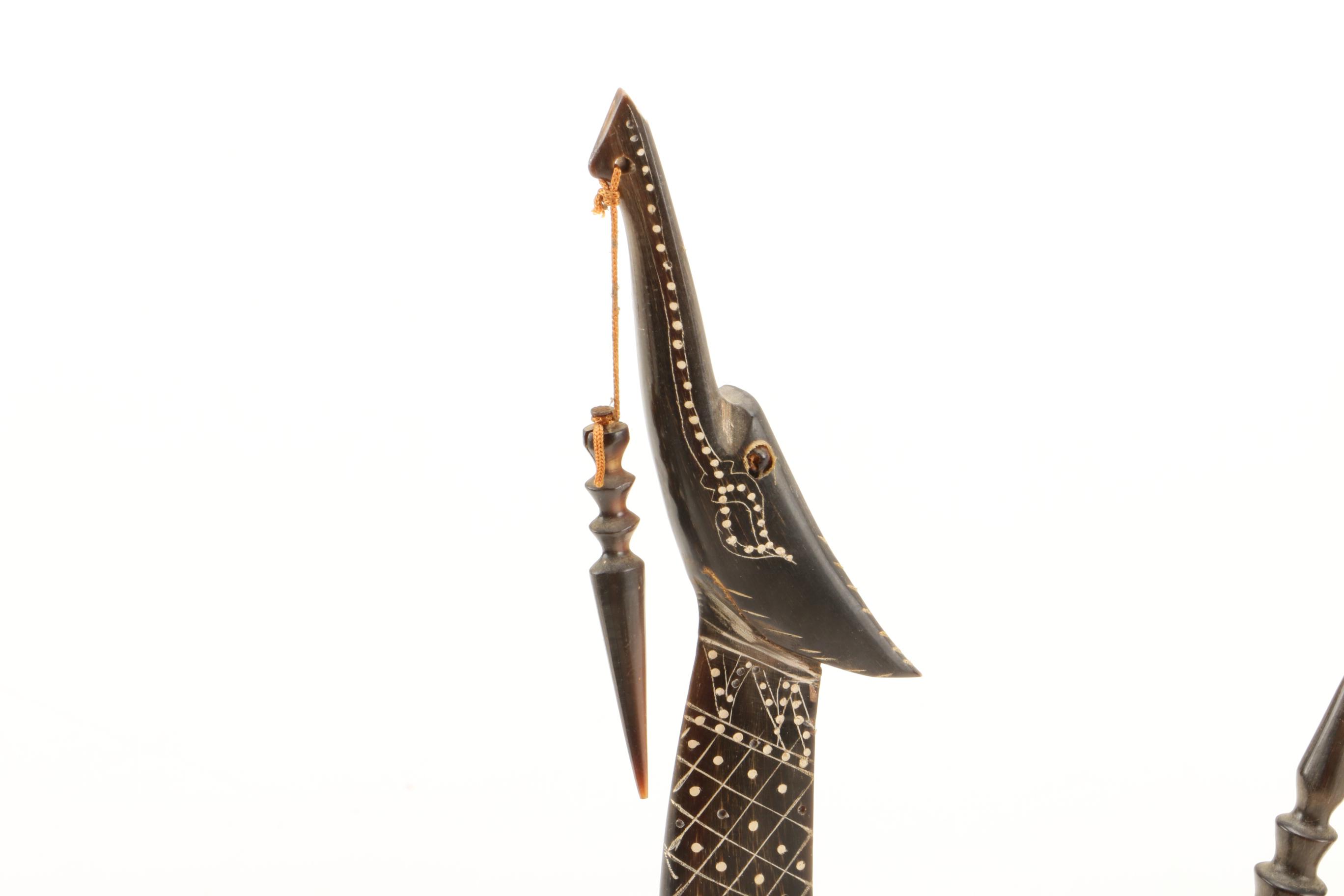 Carved Horn Southeast Asian Dragon Boat