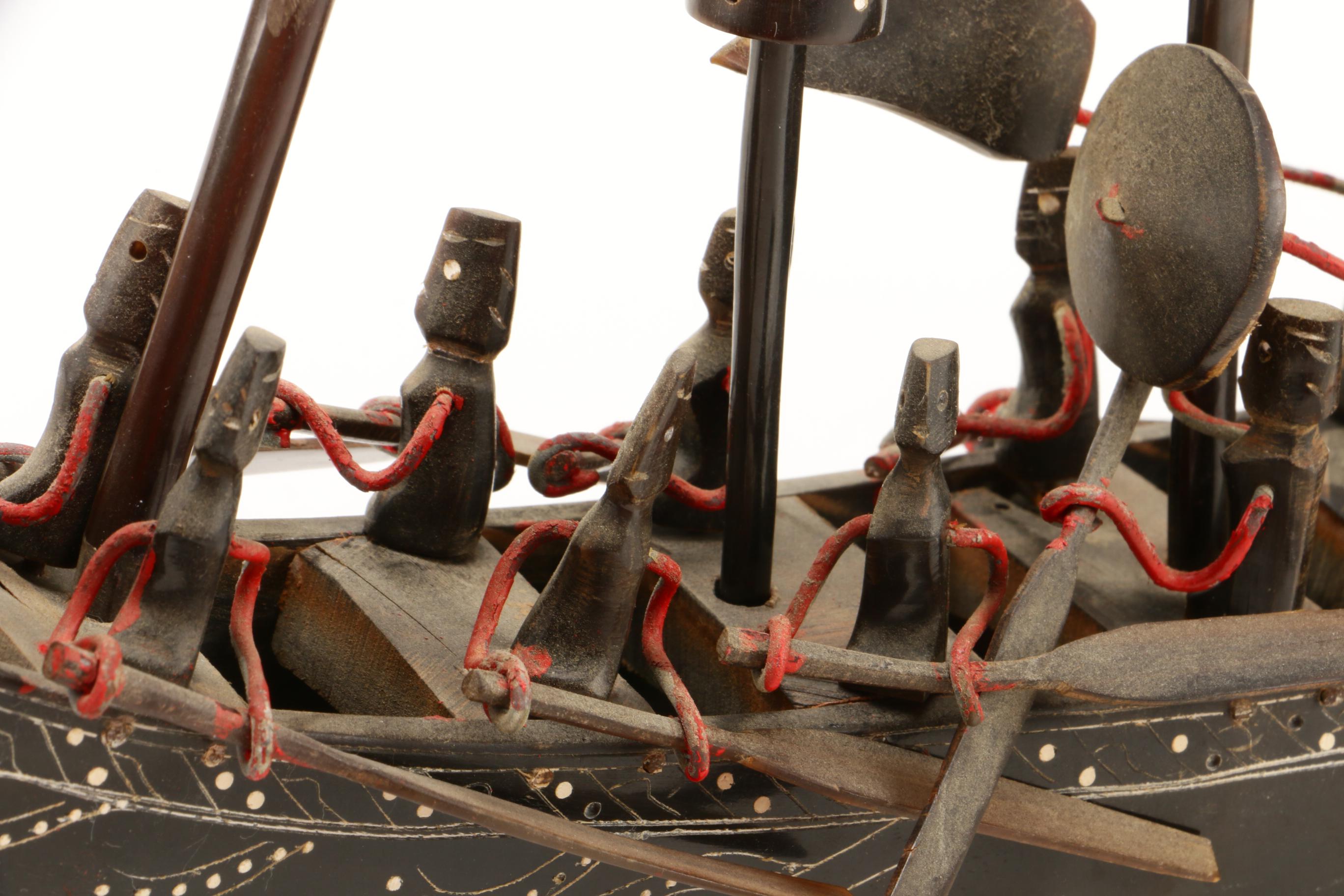 Carved Horn Southeast Asian Dragon Boat