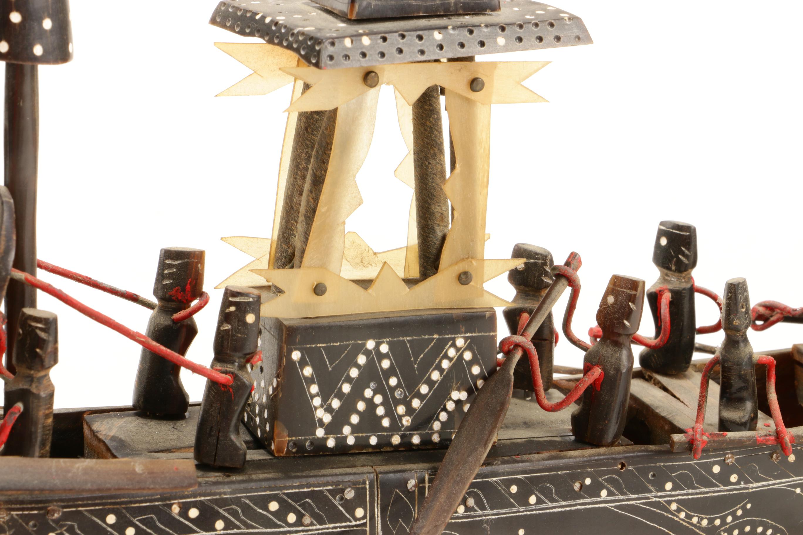 Carved Horn Southeast Asian Dragon Boat