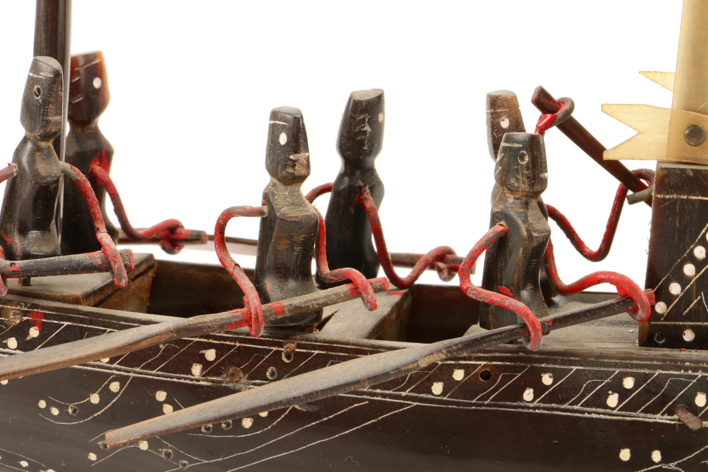 Carved Horn Southeast Asian Dragon Boat