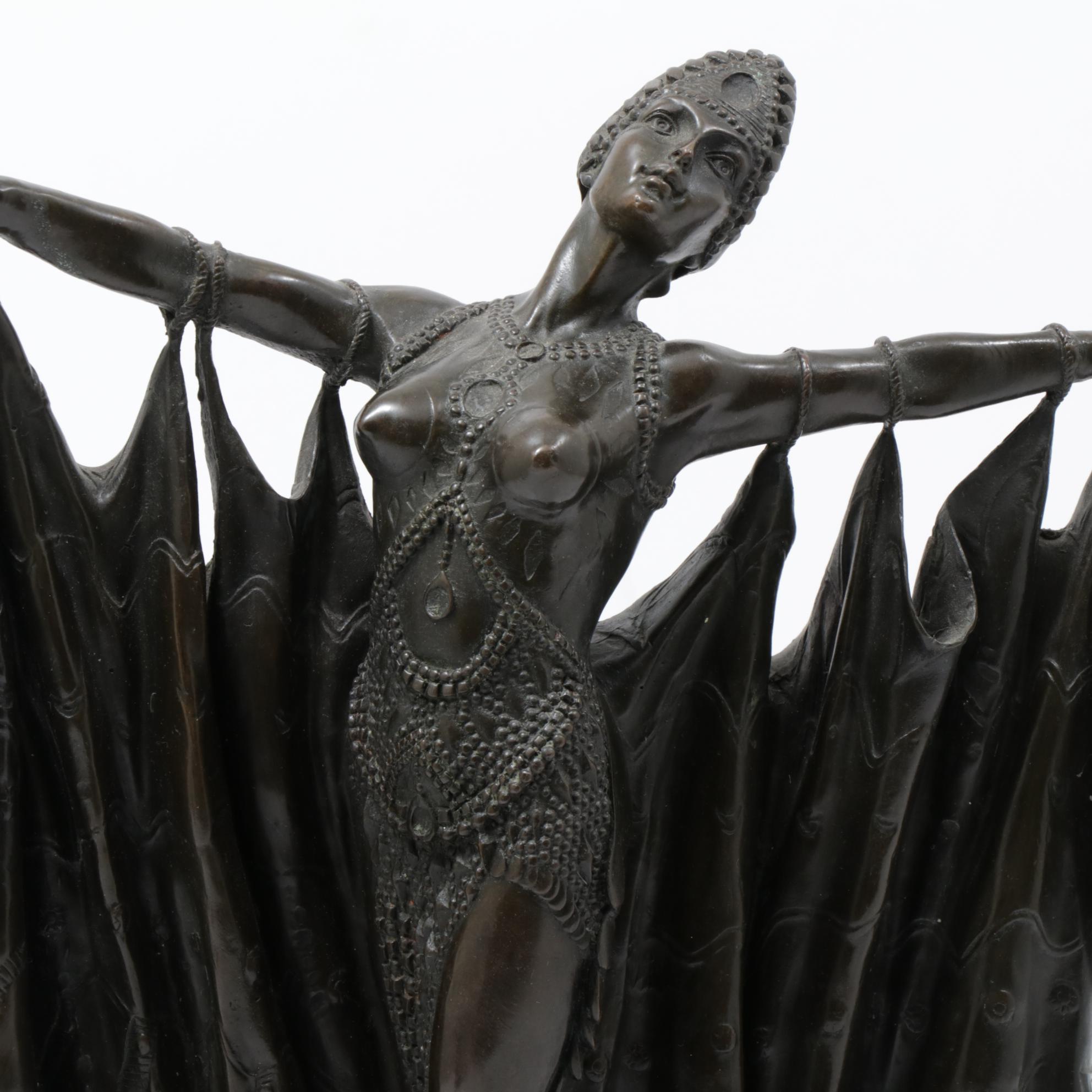 Agathon Léonard Art Nouveau Bronze Sculpture of a Showgirl