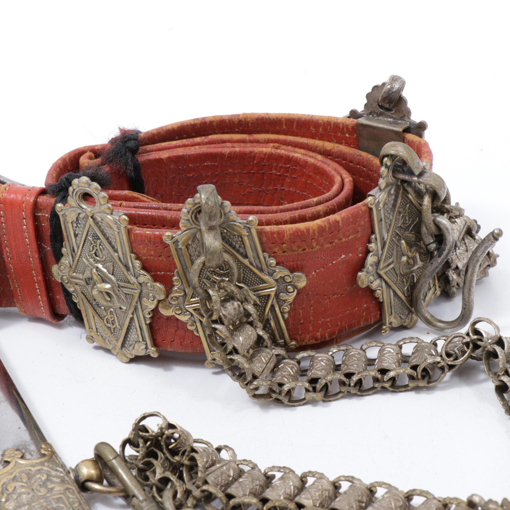 C. E. Ward Co. Masonic Knights Templar Ceremonial Sword with Leather Belt