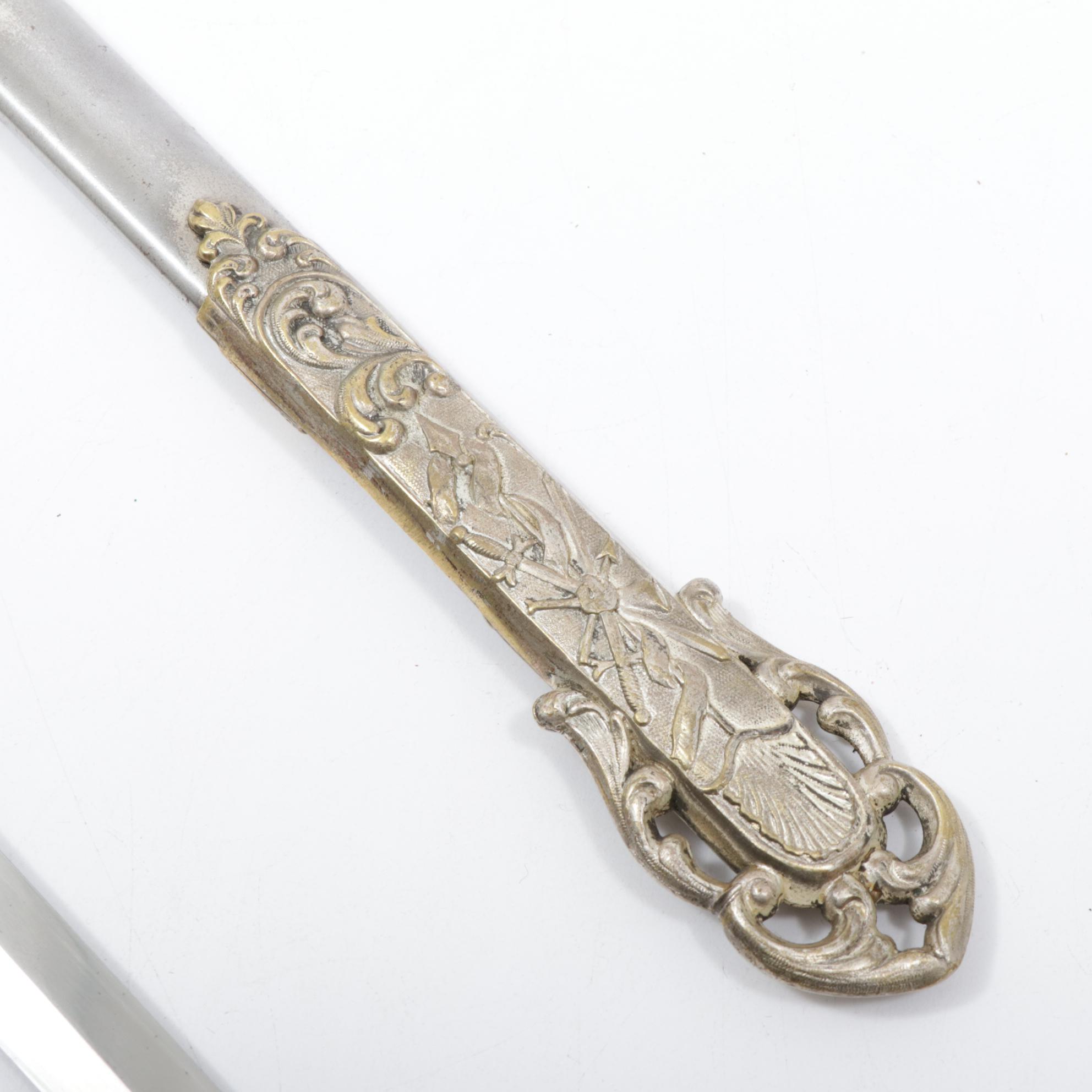 C. E. Ward Co. Masonic Knights Templar Ceremonial Sword with Leather Belt